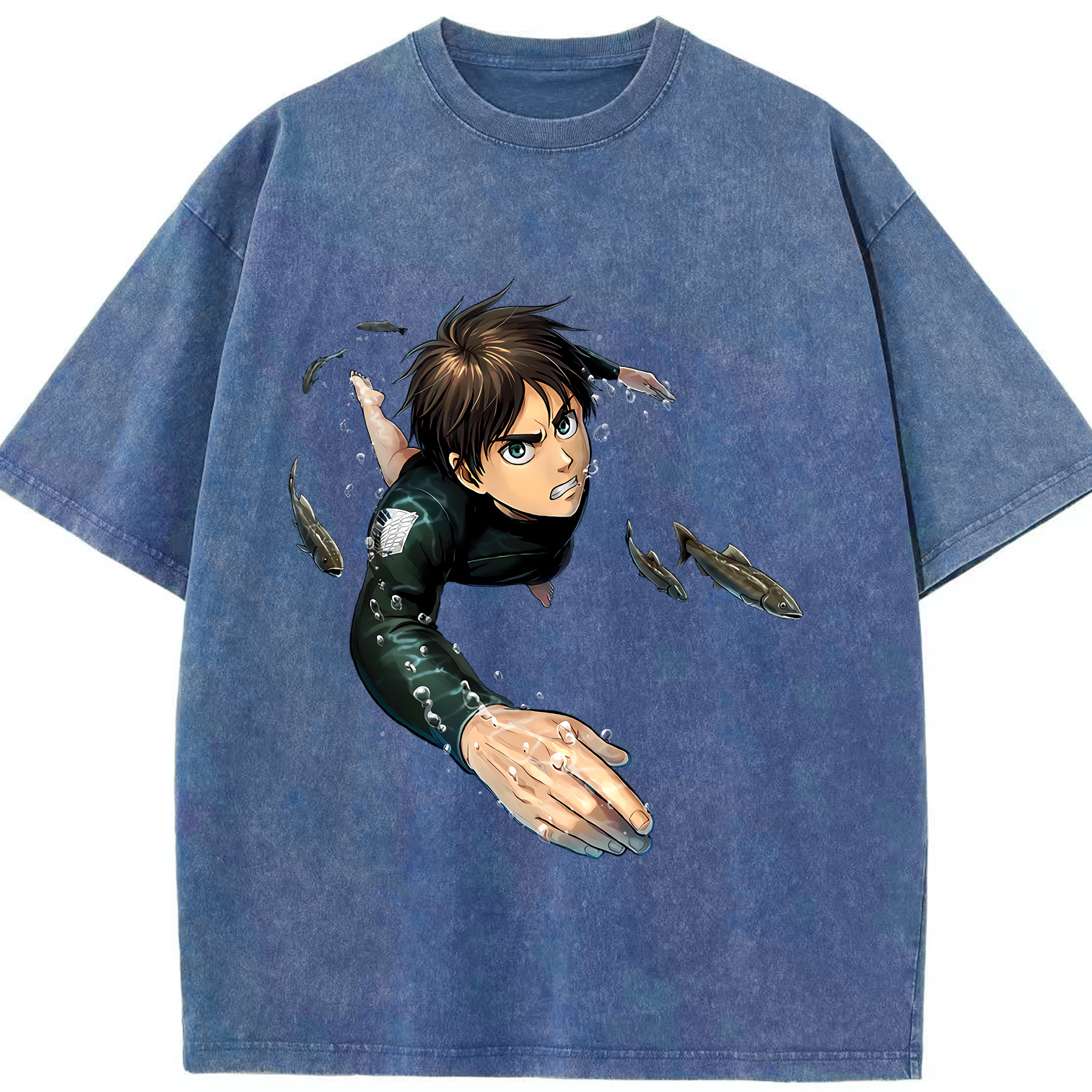 （画像用） 進撃の巨人 エレン･イェーガー Attack on Titan Eren Jäger 綿100% ヴィンテージ風 半袖Tシャツ（フロントプリント）