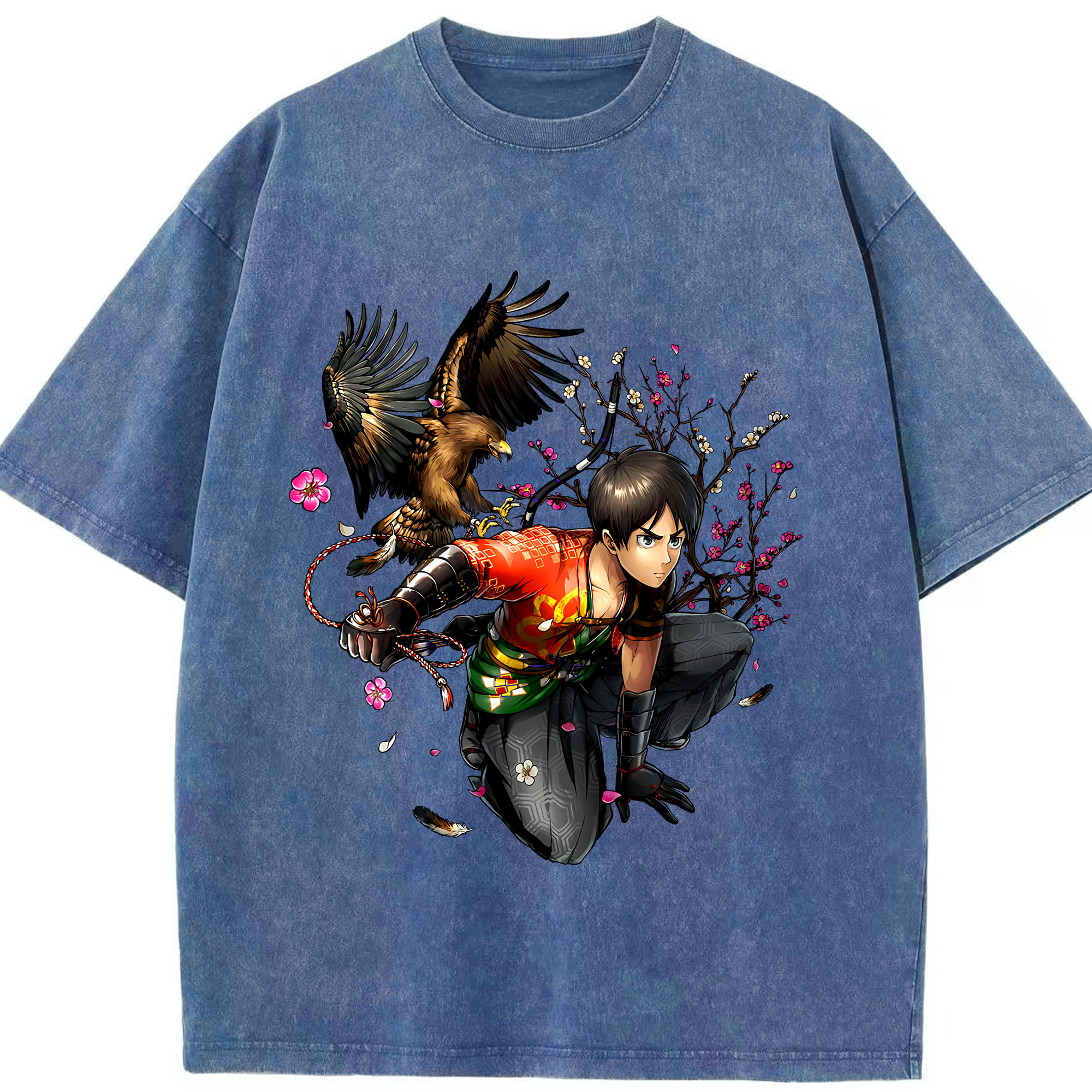 （画像用） 進撃の巨人 エレン･イェーガー Attack on Titan Eren Jäger 綿100% ヴィンテージ風 半袖Tシャツ（フロントプリント）