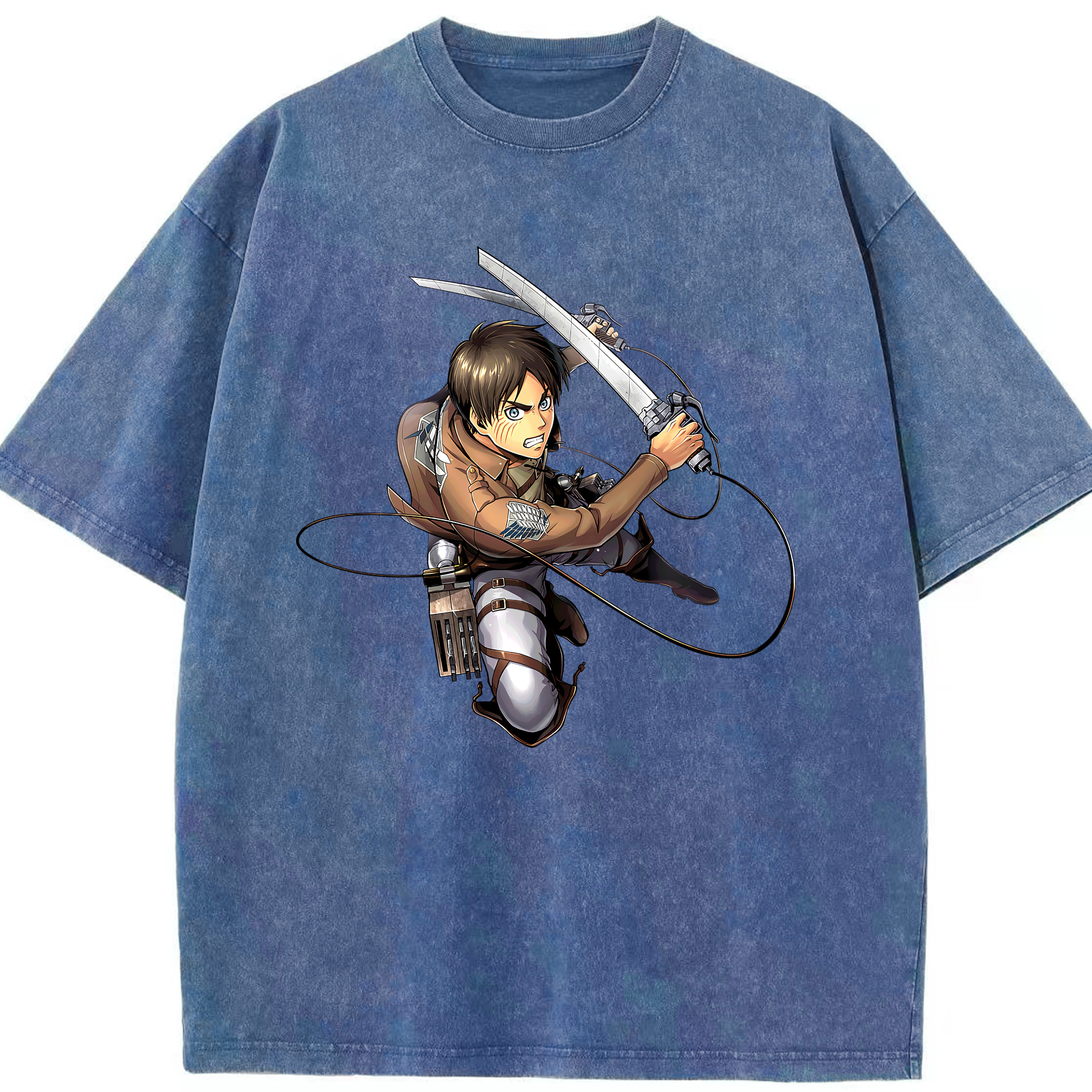 （画像用） 進撃の巨人 エレン･イェーガー Attack on Titan Eren Jäger 綿100% ヴィンテージ風 半袖Tシャツ（フロントプリント）