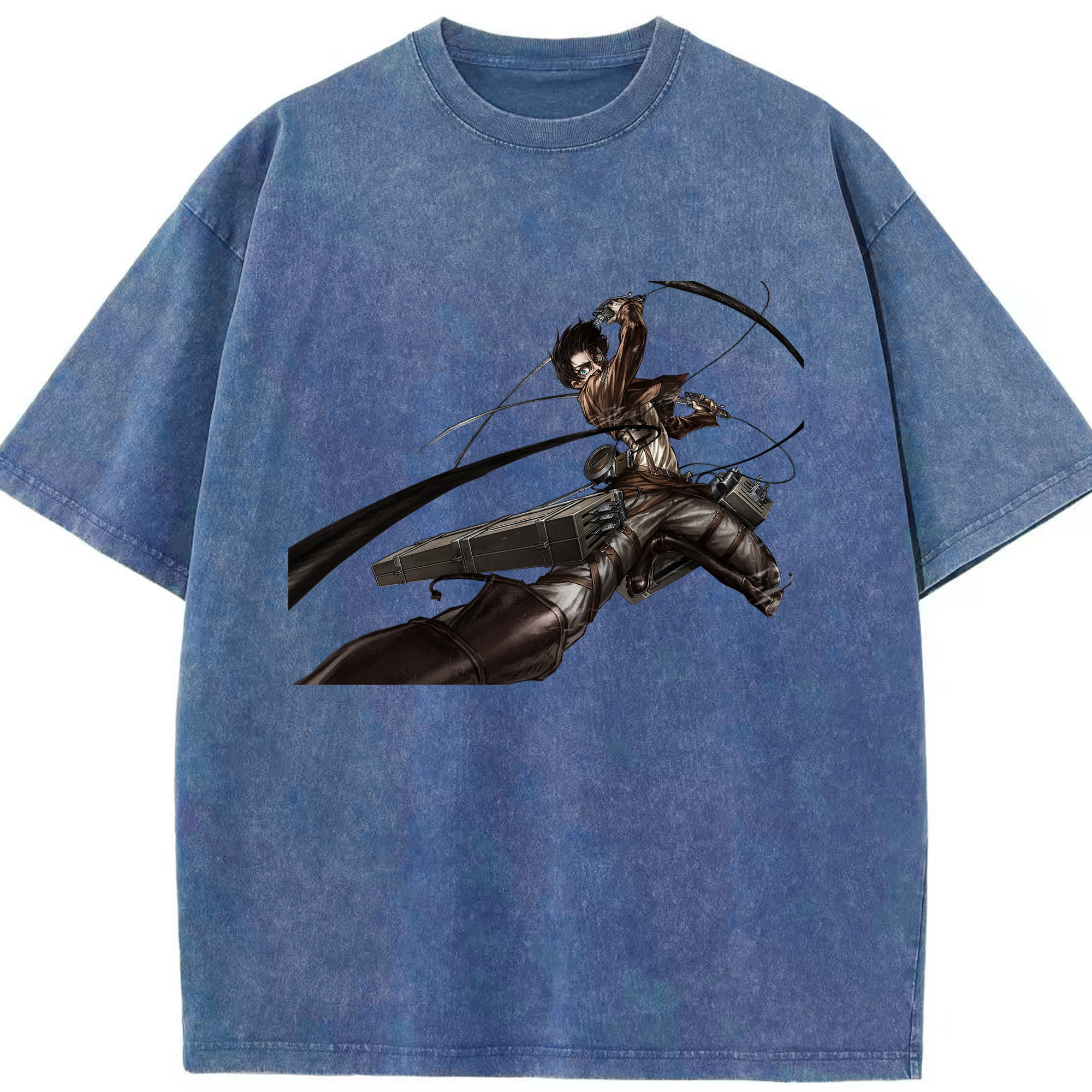 （画像用） 進撃の巨人 エレン･イェーガー Attack on Titan Eren Jäger 綿100% ヴィンテージ風 半袖Tシャツ（フロントプリント）