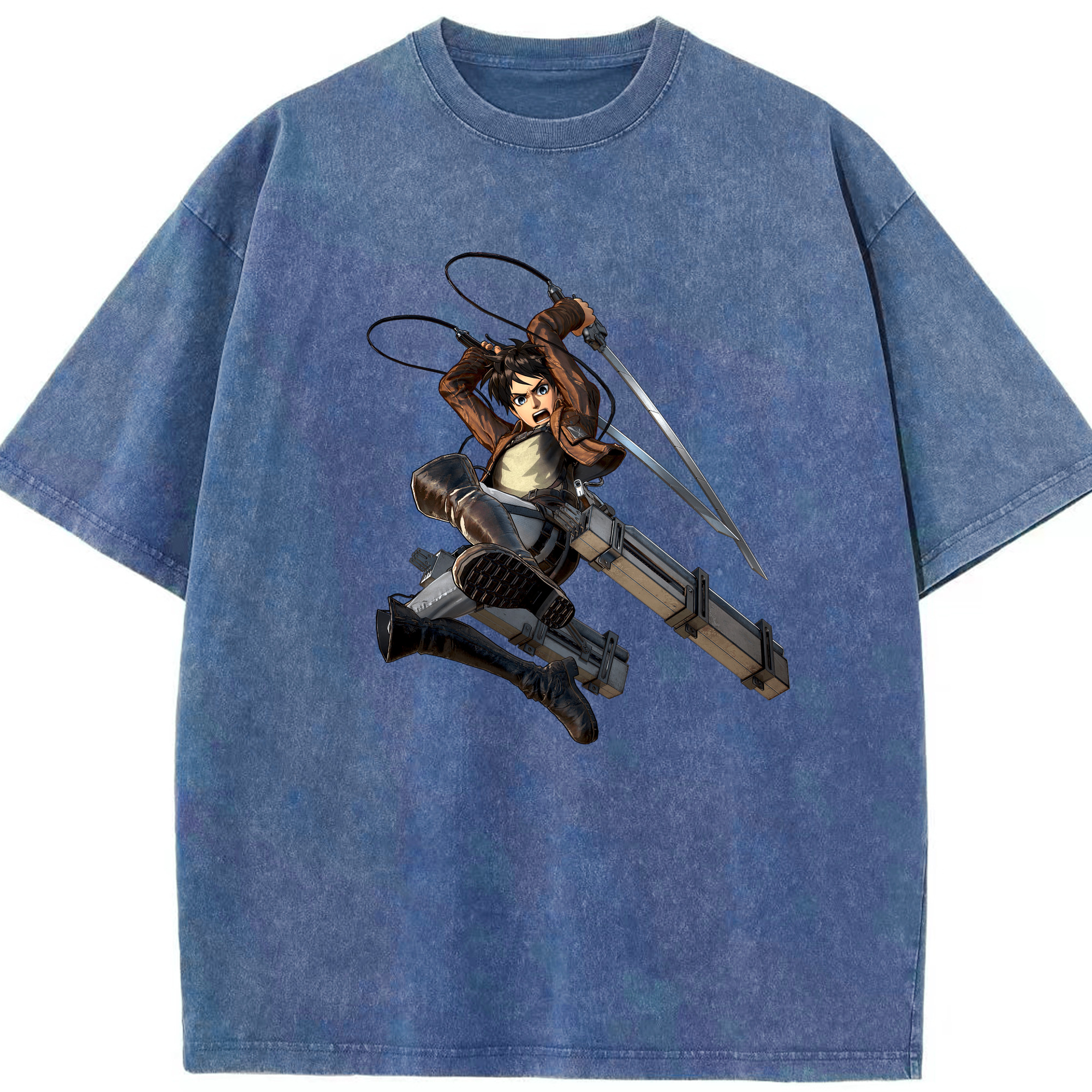 （画像用） 進撃の巨人 エレン･イェーガー Attack on Titan Eren Jäger 綿100% ヴィンテージ風 半袖Tシャツ（フロントプリント）