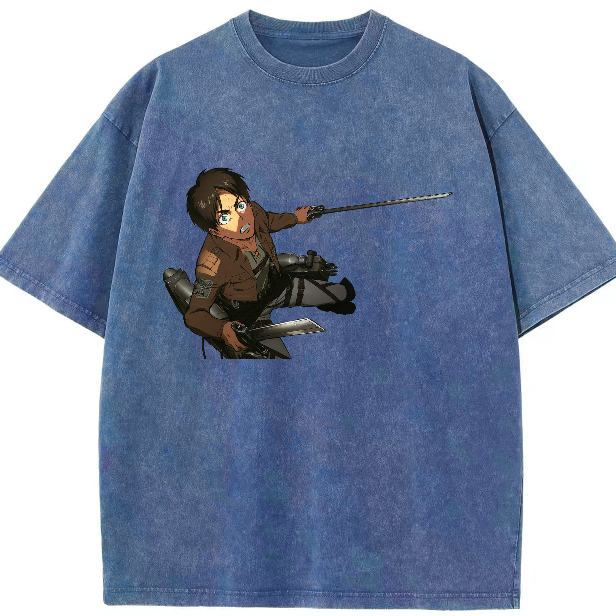 （画像用） 進撃の巨人 エレン･イェーガー Attack on Titan Eren Jäger 綿100% ヴィンテージ風 半袖Tシャツ（フロントプリント）