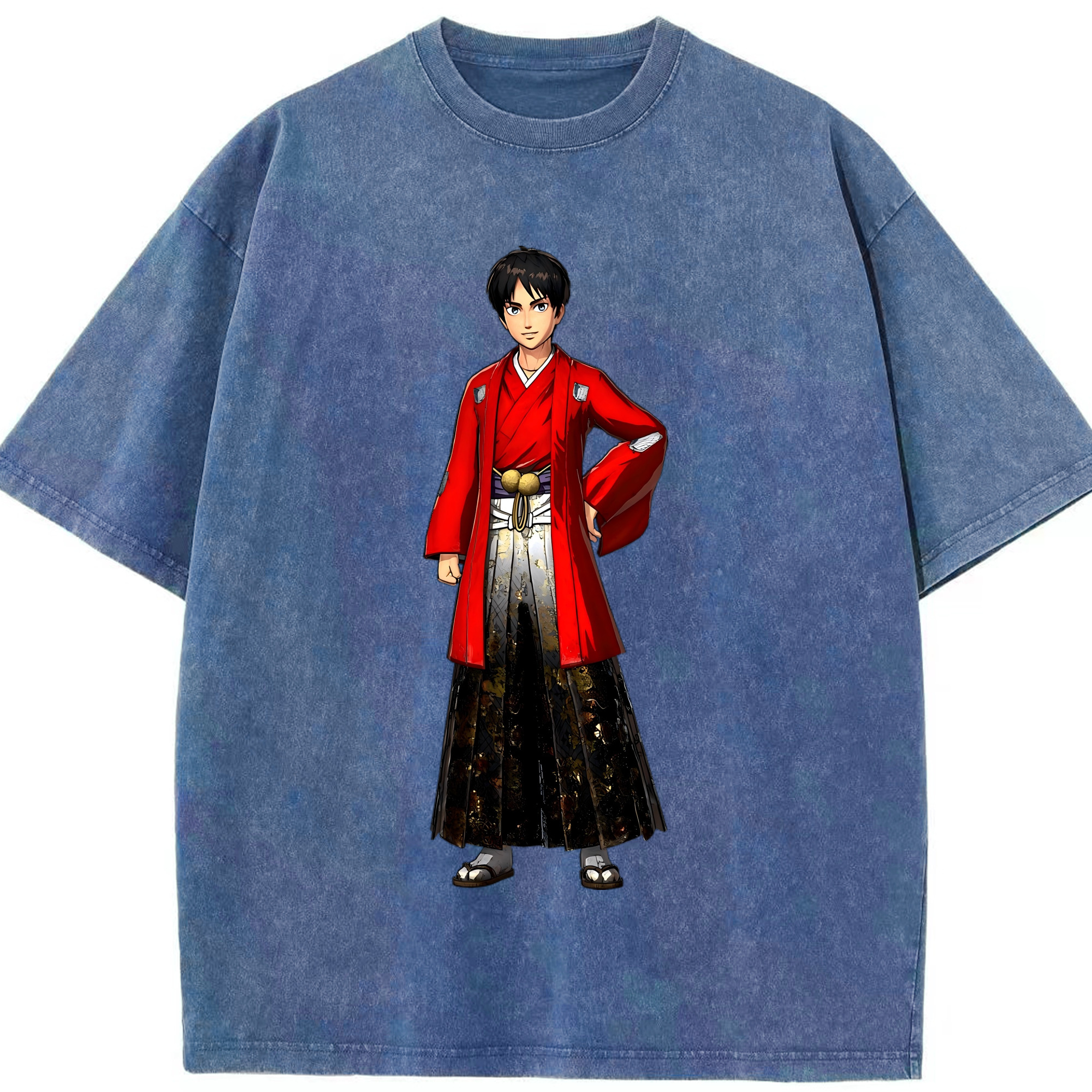 （画像用） 進撃の巨人 エレン･イェーガー Attack on Titan Eren Jäger 綿100% ヴィンテージ風 半袖Tシャツ（フロントプリント）