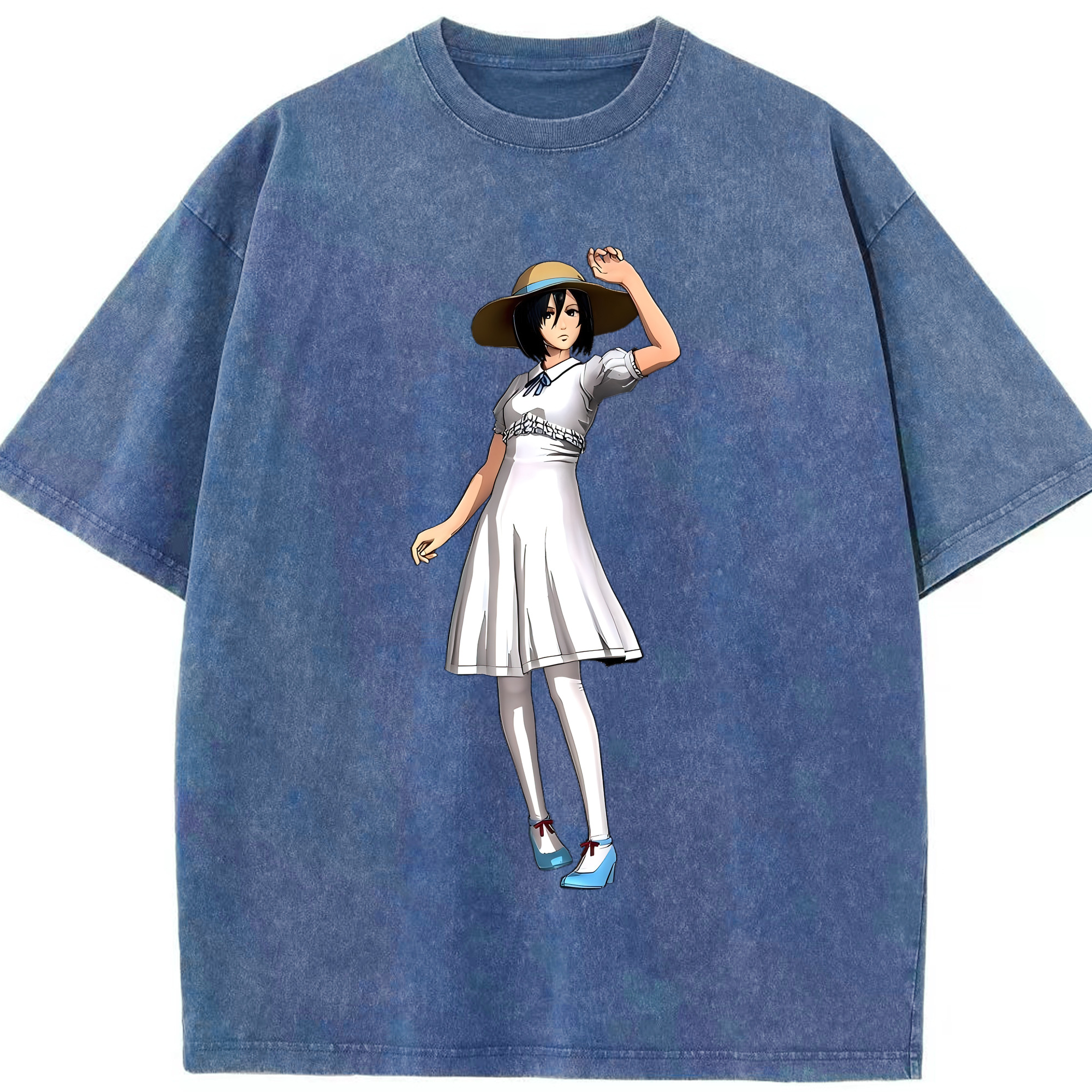 （画像用） 進撃の巨人 ミカサ·アッカーマン Attack on Titan Mikasa Ackerman 綿100% ヴィンテージ風 半袖Tシャツ（フロントプリント）