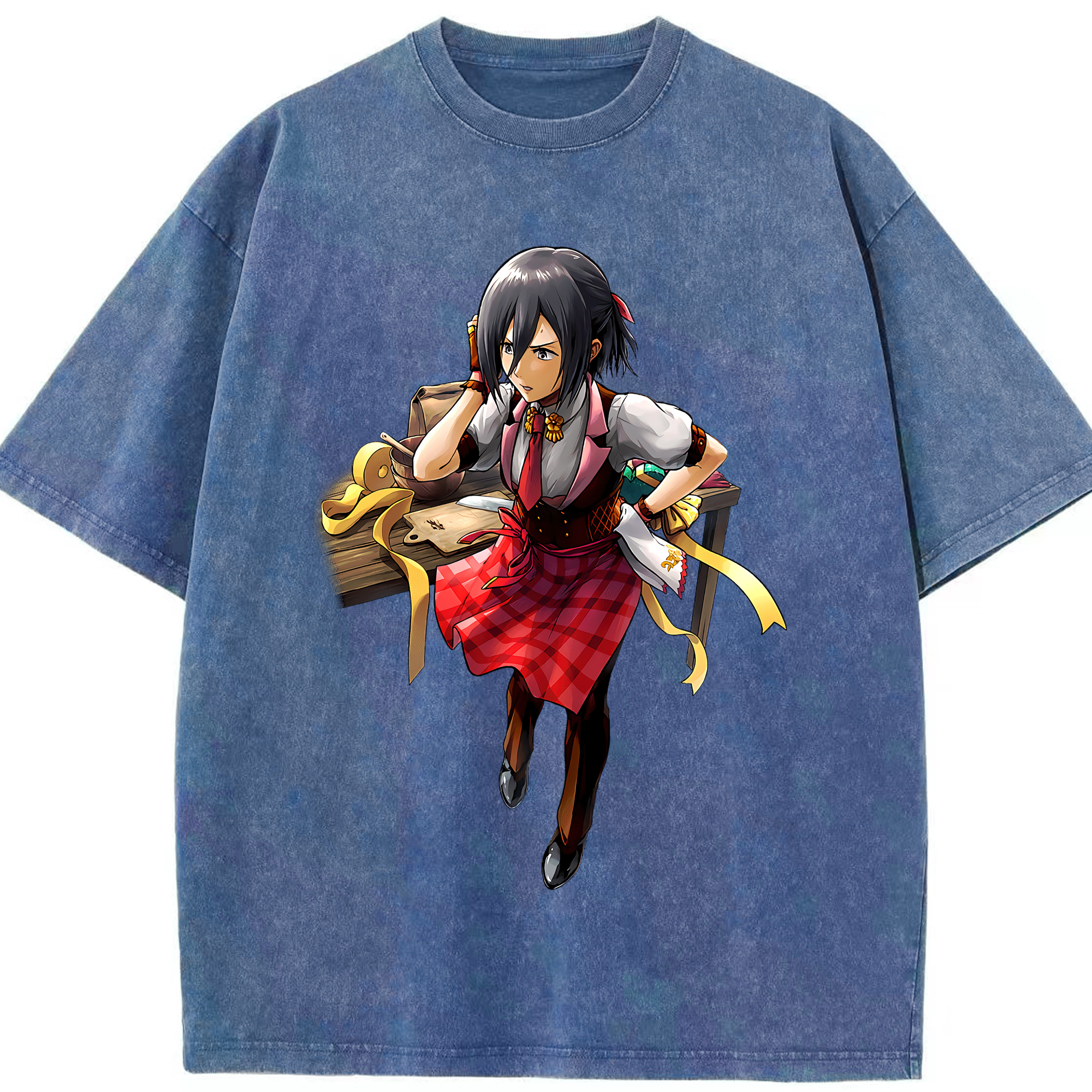 （画像用） 進撃の巨人 ミカサ·アッカーマン Attack on Titan Mikasa Ackerman 綿100% ヴィンテージ風 半袖Tシャツ（フロントプリント）