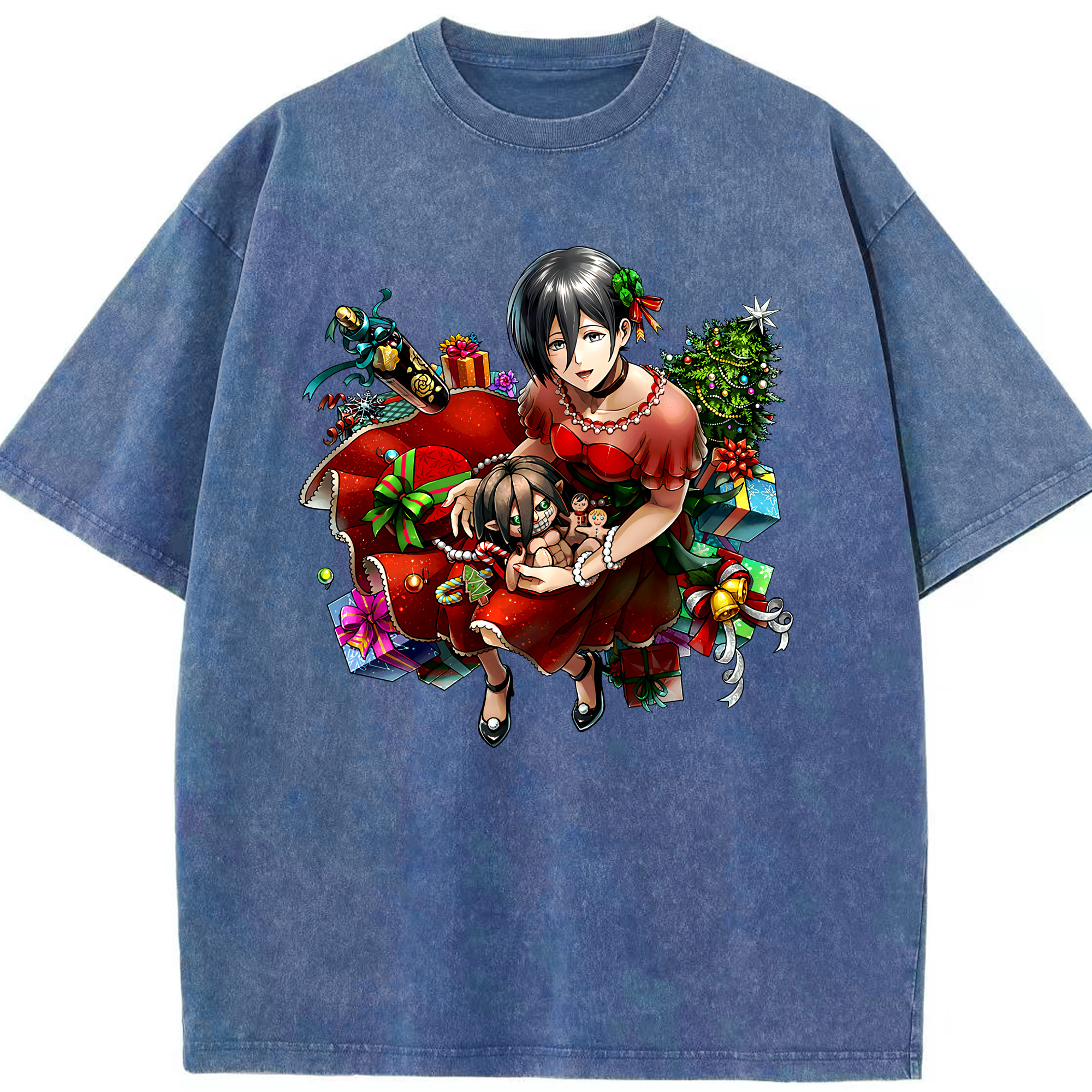 （画像用） 進撃の巨人 ミカサ·アッカーマン Attack on Titan Mikasa Ackerman 綿100% ヴィンテージ風 半袖Tシャツ（フロントプリント）