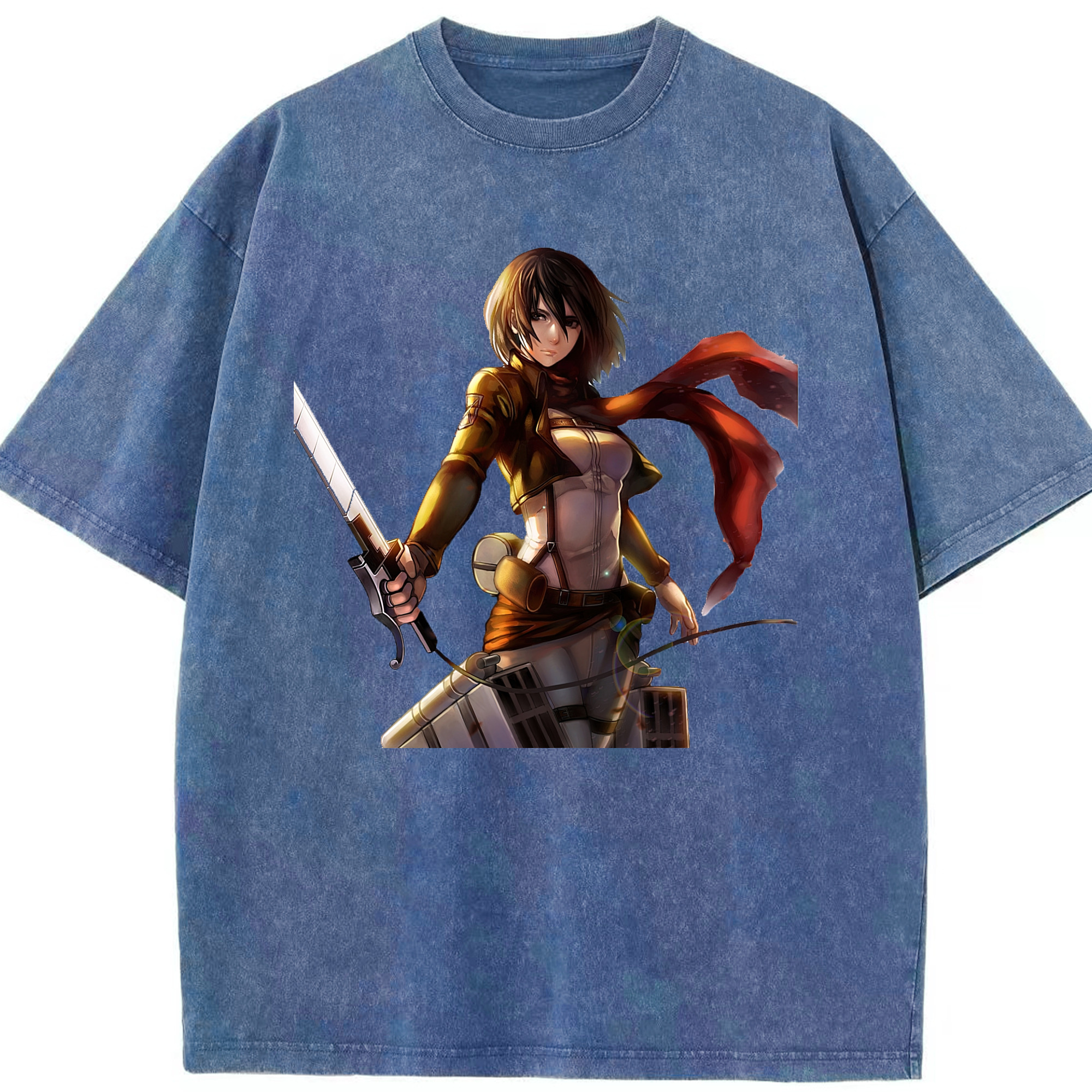 （画像用） 進撃の巨人 ミカサ·アッカーマン Attack on Titan Mikasa Ackerman 綿100% ヴィンテージ風 半袖Tシャツ（フロントプリント）