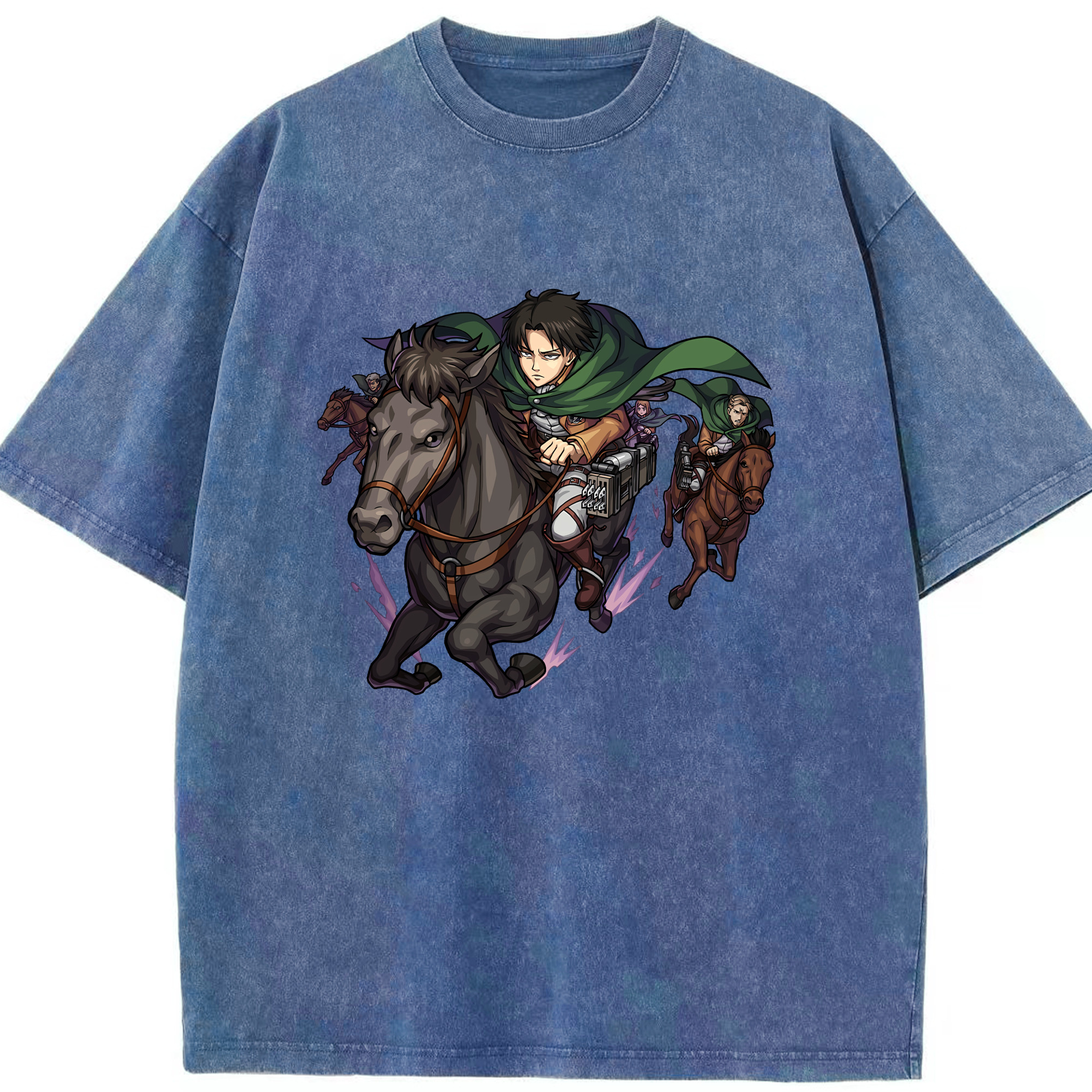 （画像用） 進撃の巨人 リヴァイ·アッカーマン Attack on Titan Levi Ackerman 綿100% ヴィンテージ風 半袖Tシャツ（フロントプリント）