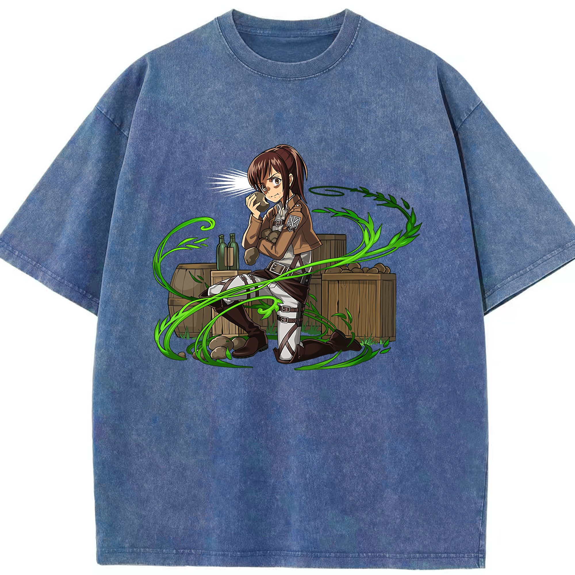 （画像用） 進撃の巨人 サシャ·ブラウス Attack on Titan Sasha Blaus 綿100% ヴィンテージ風 半袖Tシャツ（フロントプリント）