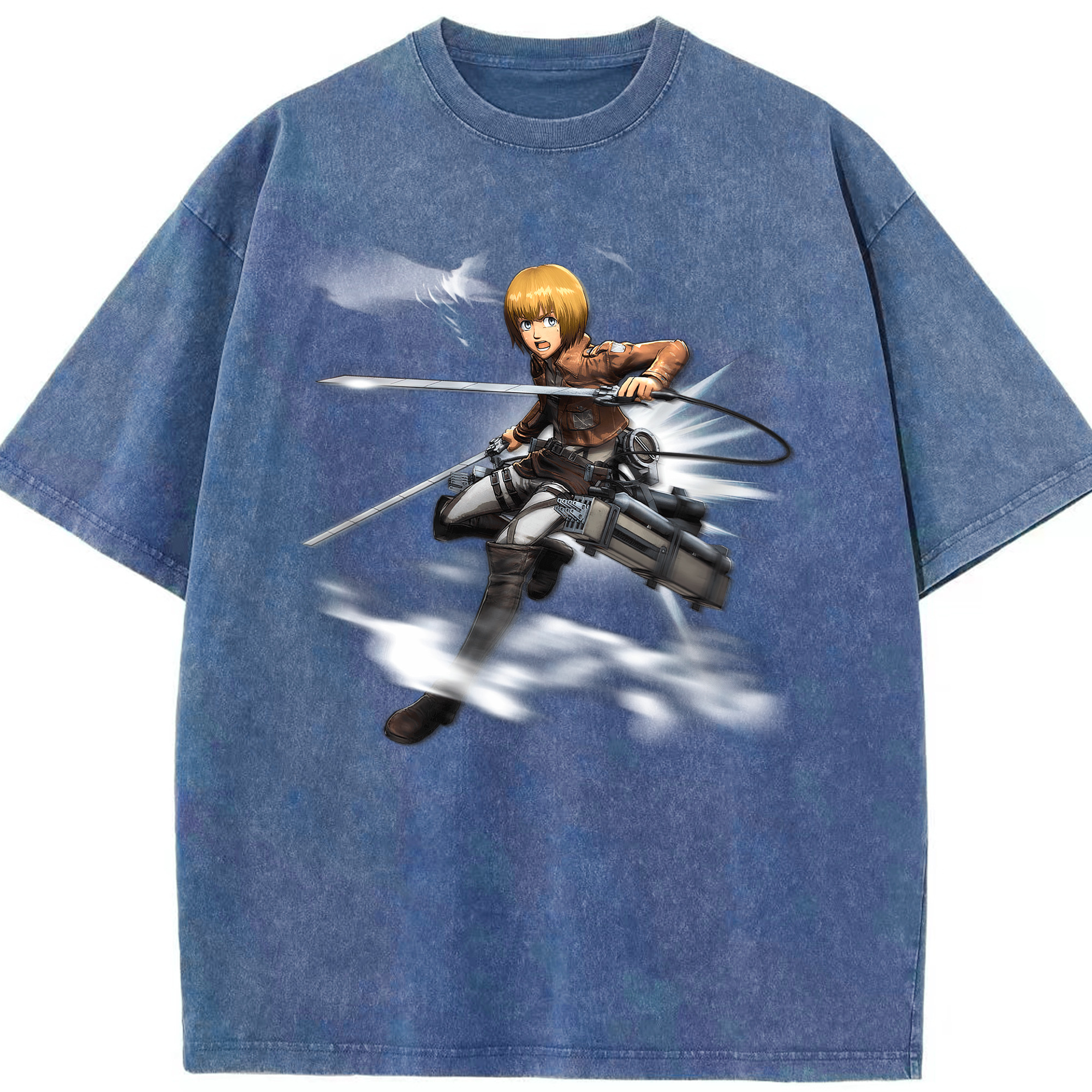 （画像用） 進撃の巨人 アルミン·アルレルト Attack on Titan Armin Arlert 綿100% ヴィンテージ風 半袖Tシャツ（フロントプリント）