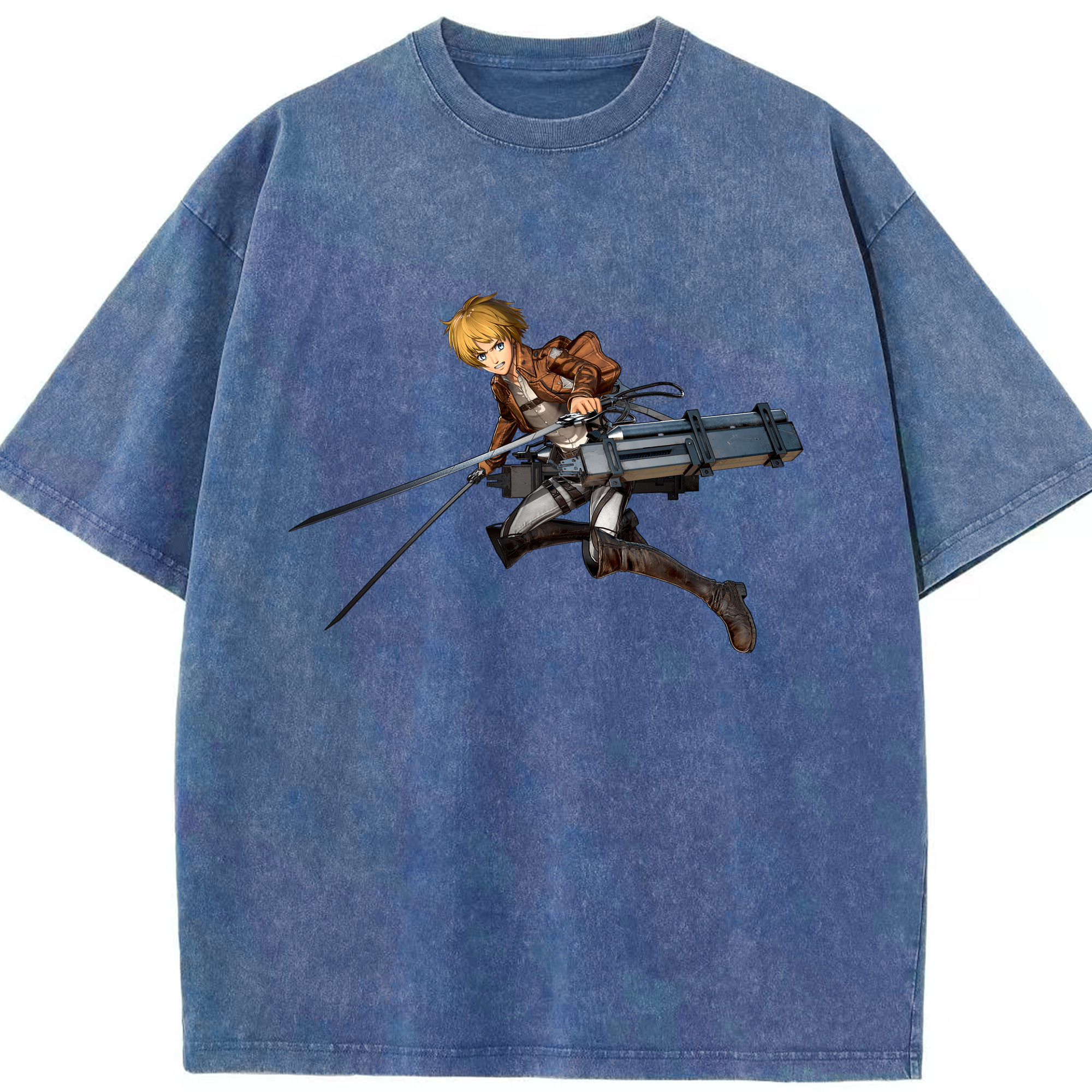 （画像用） 進撃の巨人 アルミン·アルレルト Attack on Titan Armin Arlert 綿100% ヴィンテージ風 半袖Tシャツ（フロントプリント）