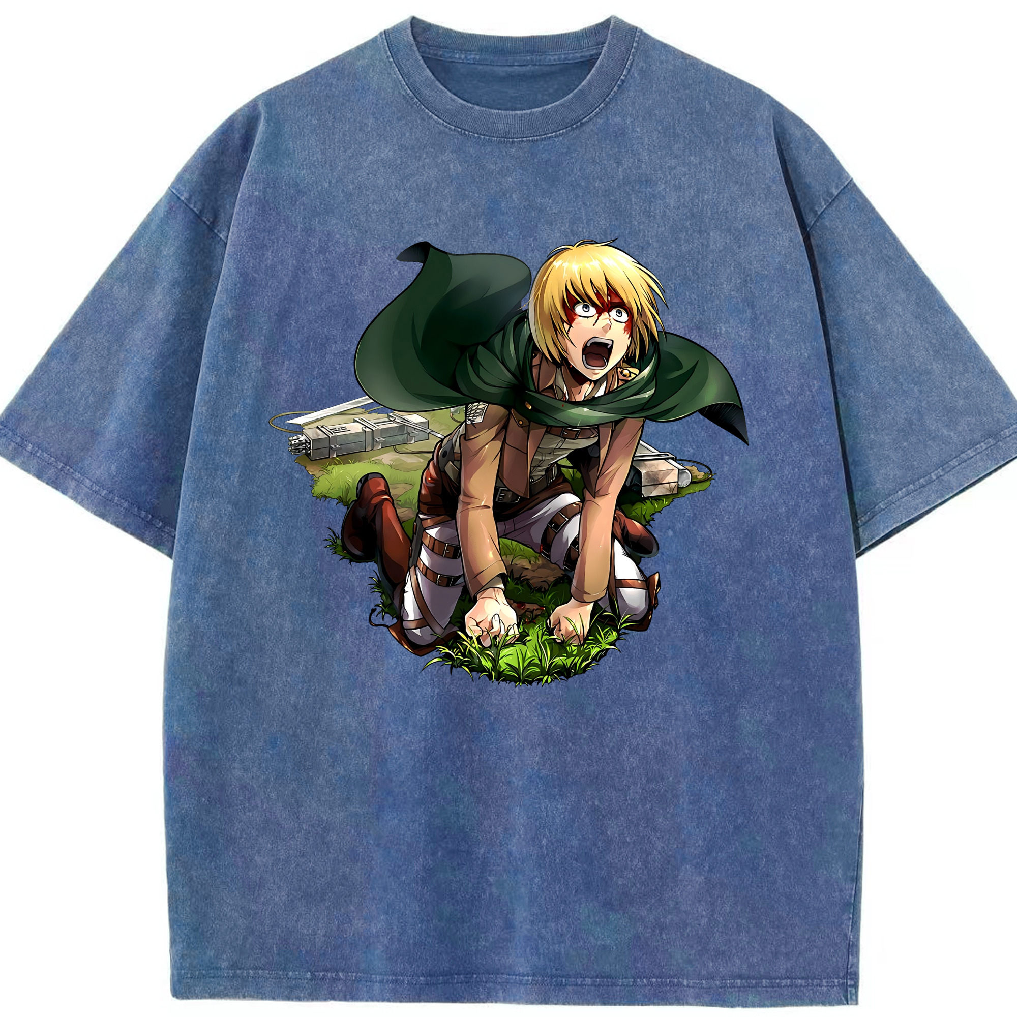 （画像用） 進撃の巨人 アルミン·アルレルト Attack on Titan Armin Arlert 綿100% ヴィンテージ風 半袖Tシャツ（フロントプリント）