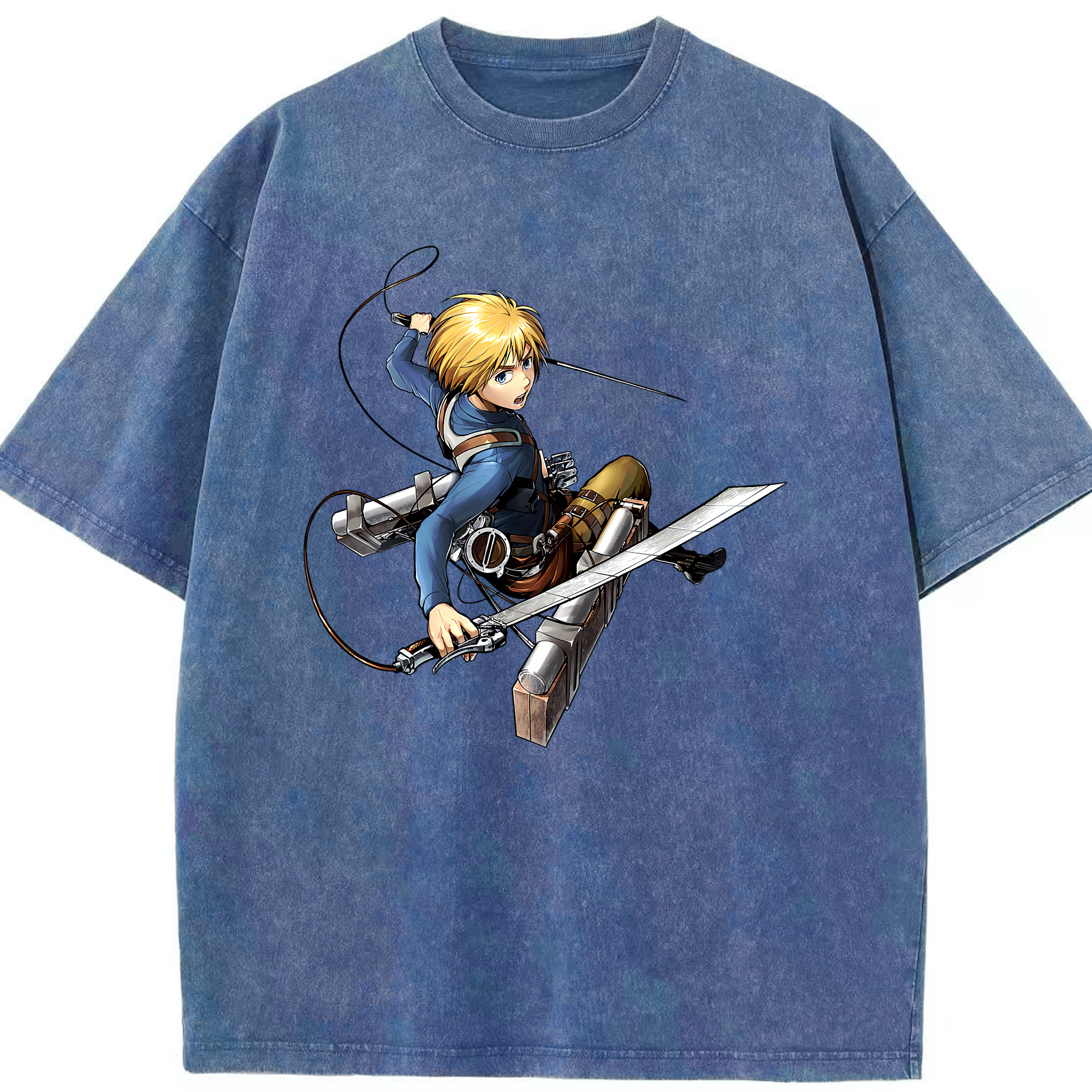 （画像用） 進撃の巨人 アルミン·アルレルト Attack on Titan Armin Arlert 綿100% ヴィンテージ風 半袖Tシャツ（フロントプリント）