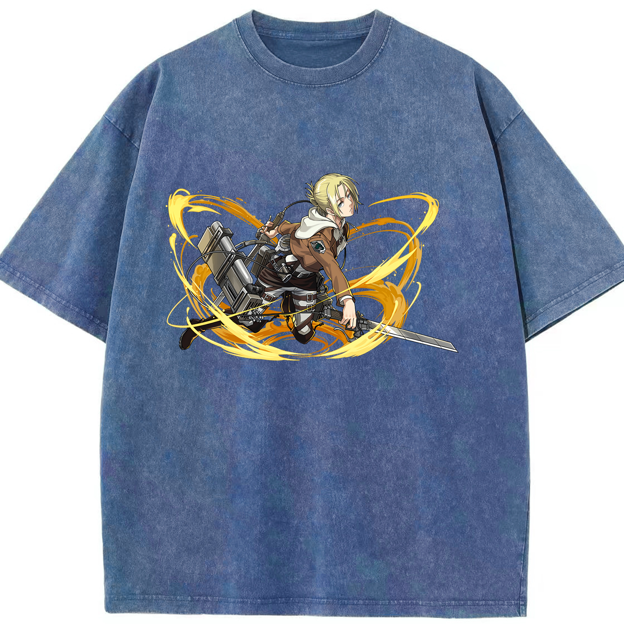 （画像用） 進撃の巨人 アニ・レオンハート Attack on Titan Annie Leonhart 綿100% ヴィンテージ風 半袖Tシャツ（フロントプリント）