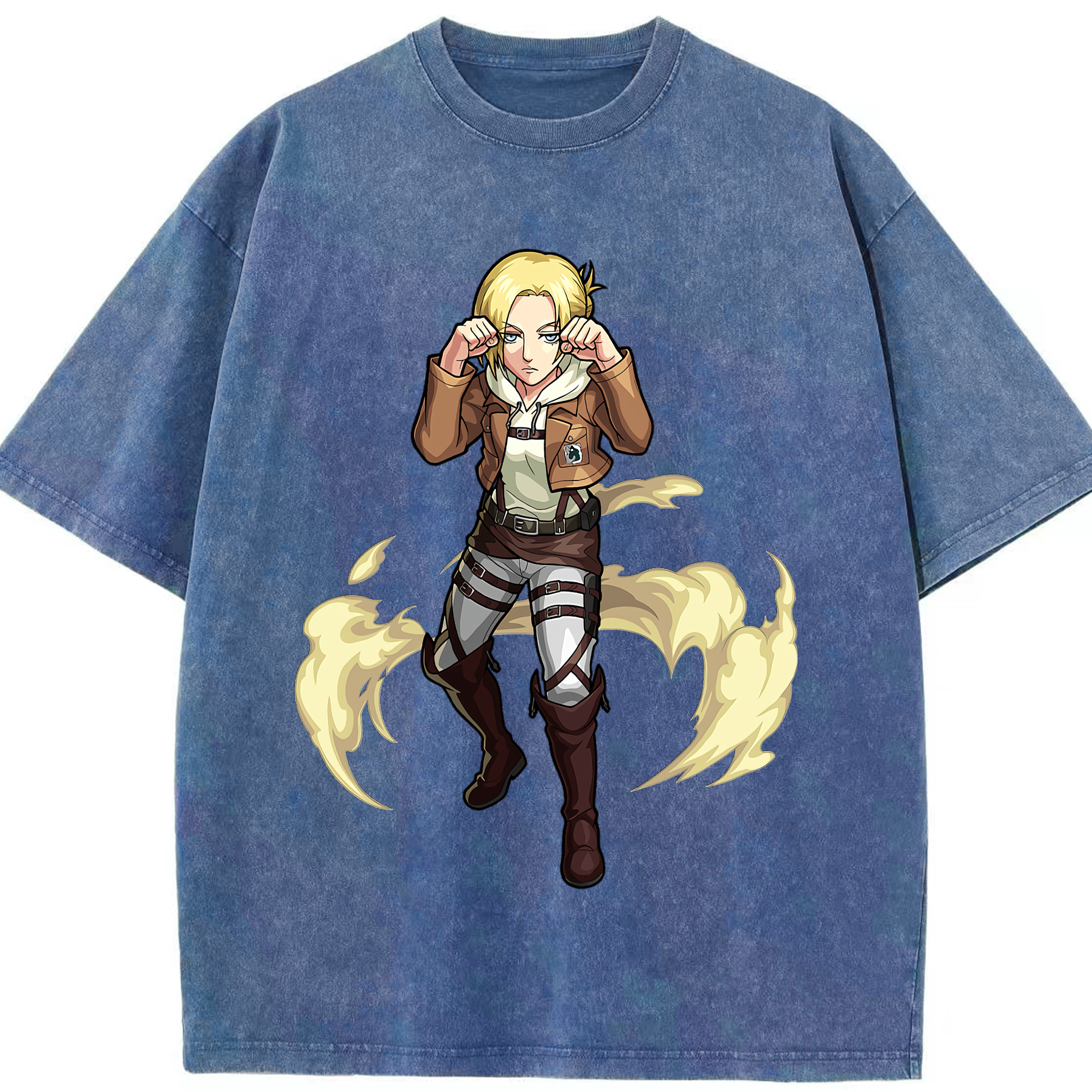 （画像用） 進撃の巨人 アニ・レオンハート Attack on Titan Annie Leonhart 綿100% ヴィンテージ風 半袖Tシャツ（フロントプリント）