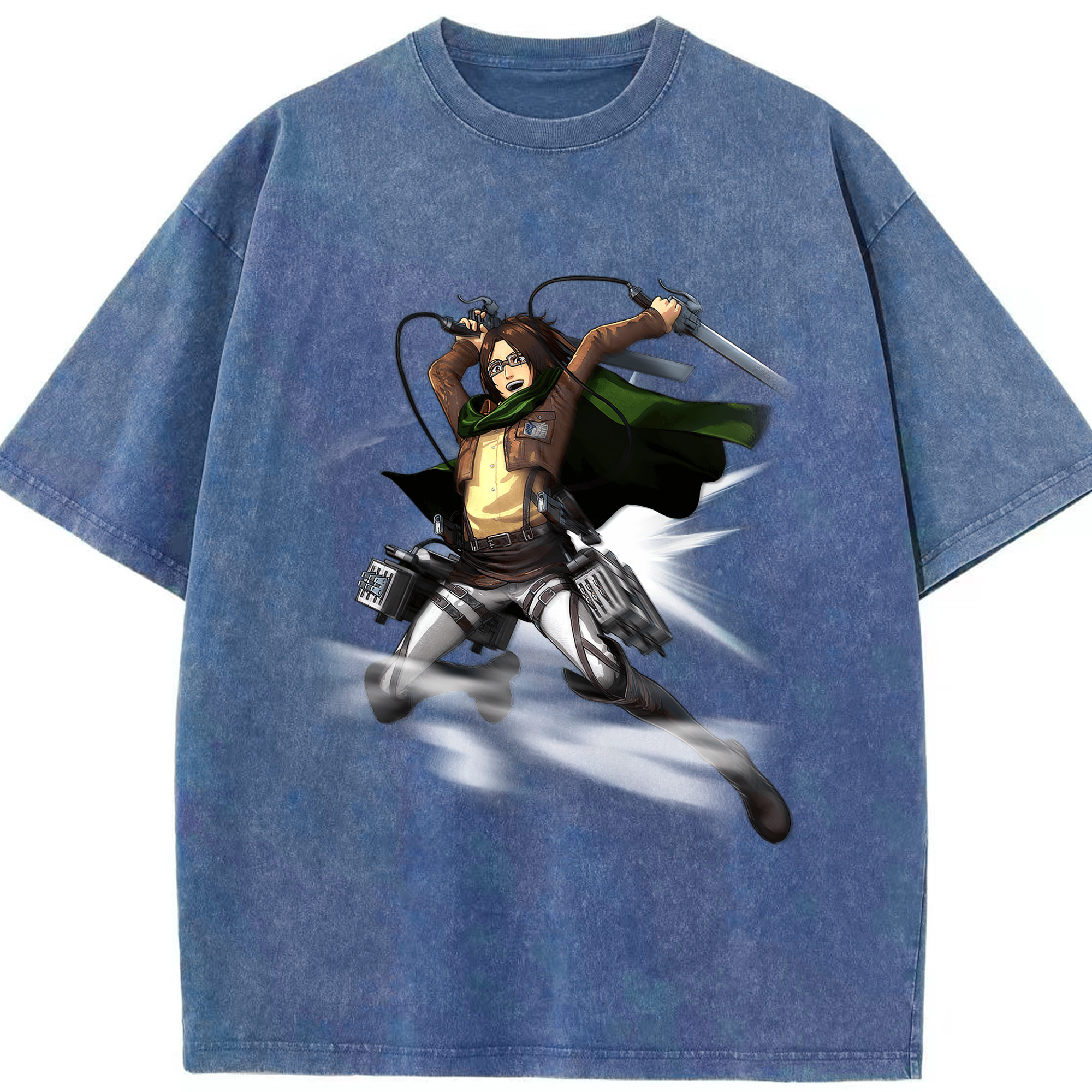 （画像用） 進撃の巨人 ハンジ·ゾエ Attack on Titan Hanji Zoe 綿100% ヴィンテージ風 半袖Tシャツ（フロントプリント）