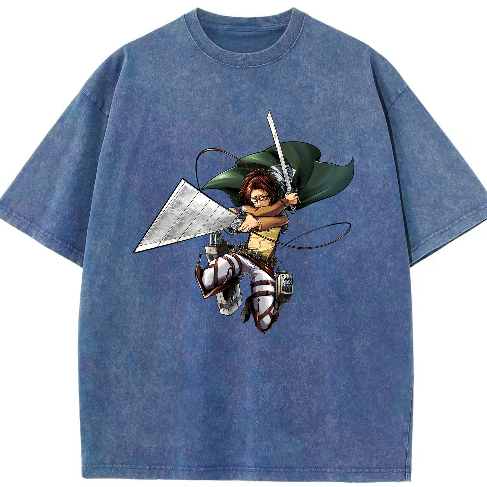 （画像用） 進撃の巨人 ハンジ·ゾエ Attack on Titan Hanji Zoe 綿100% ヴィンテージ風 半袖Tシャツ（フロントプリント）