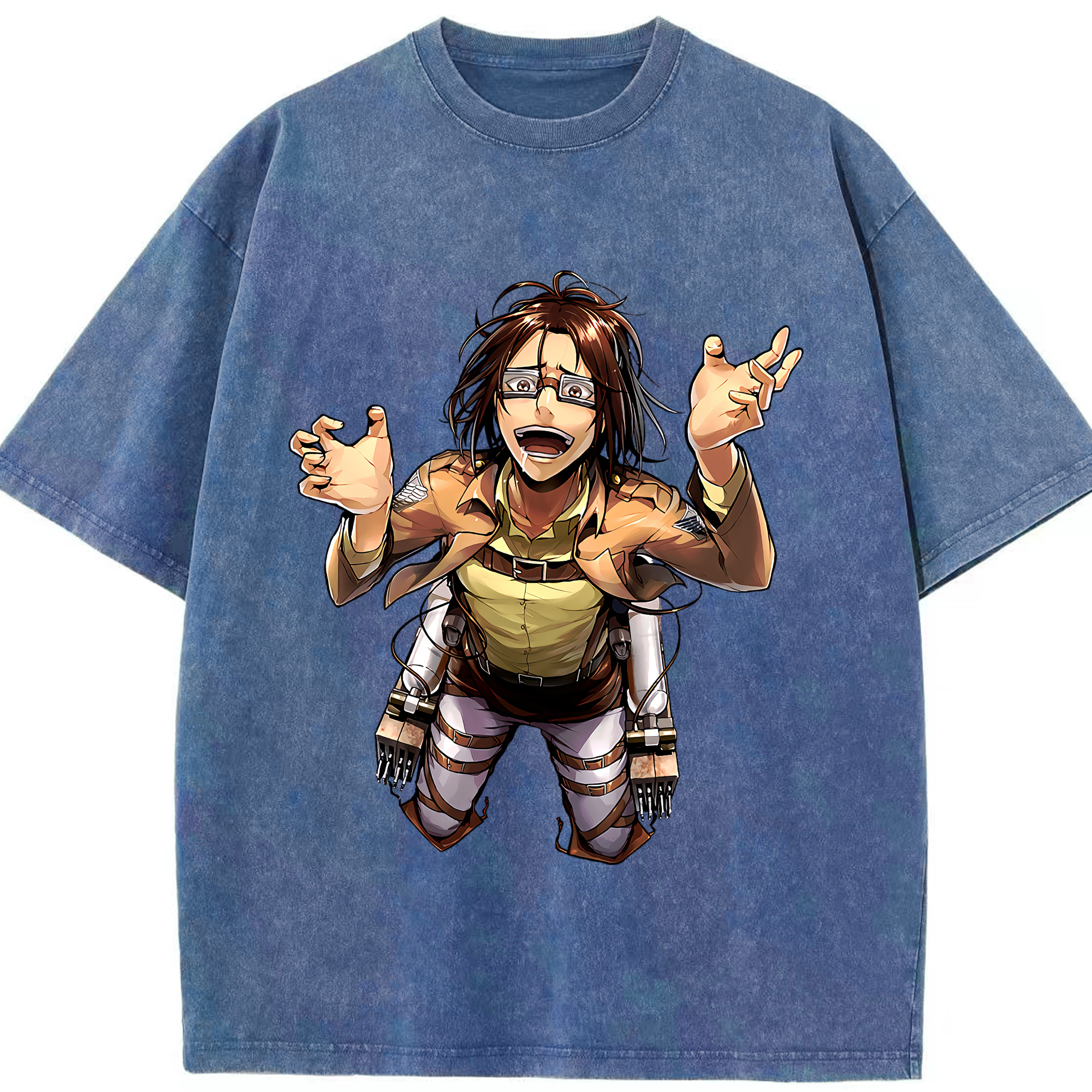 （画像用） 進撃の巨人 ハンジ·ゾエ Attack on Titan Hanji Zoe 綿100% ヴィンテージ風 半袖Tシャツ（フロントプリント）