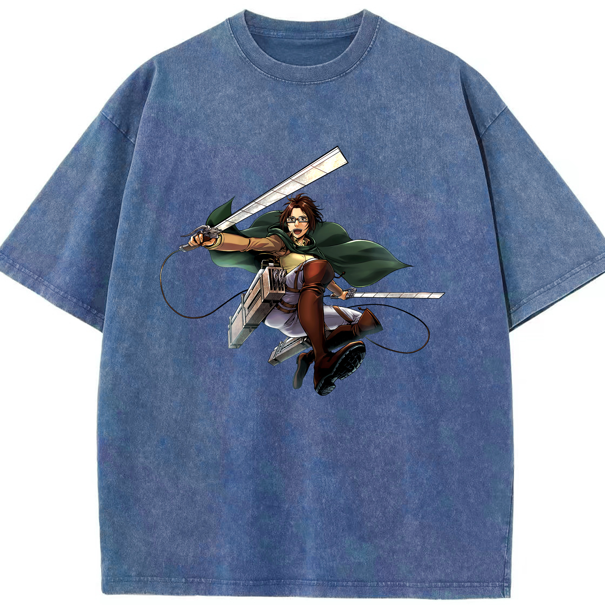 （画像用） 進撃の巨人 ハンジ·ゾエ Attack on Titan Hanji Zoe 綿100% ヴィンテージ風 半袖Tシャツ（フロントプリント）