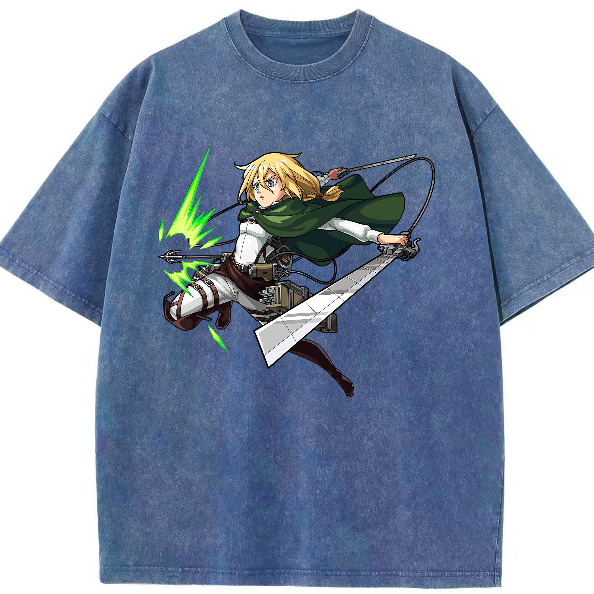 （画像用） 進撃の巨人 クリスタ·レンズ Attack on Titan Christa Lenz 綿100% ヴィンテージ風 半袖Tシャツ（フロントプリント）