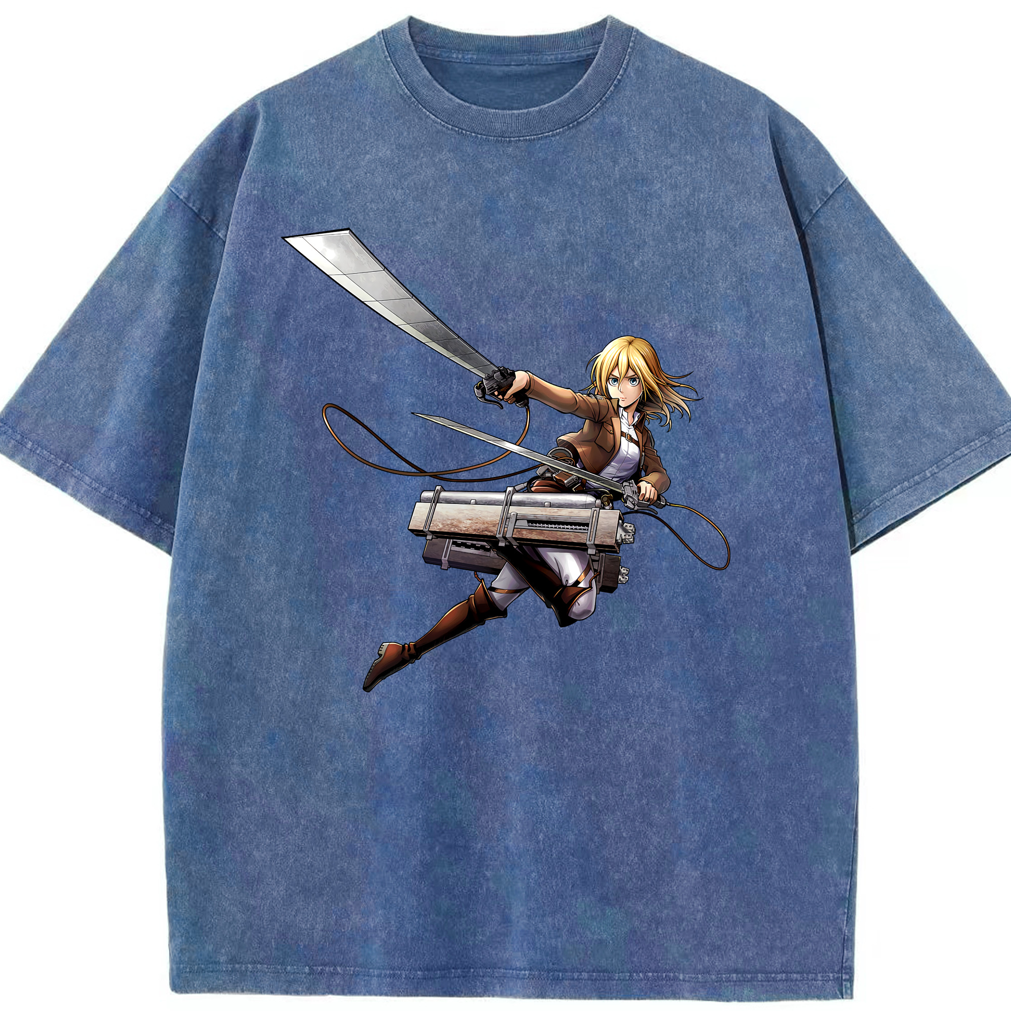 （画像用） 進撃の巨人 クリスタ·レンズ Attack on Titan Christa Lenz 綿100% ヴィンテージ風 半袖Tシャツ（フロントプリント）