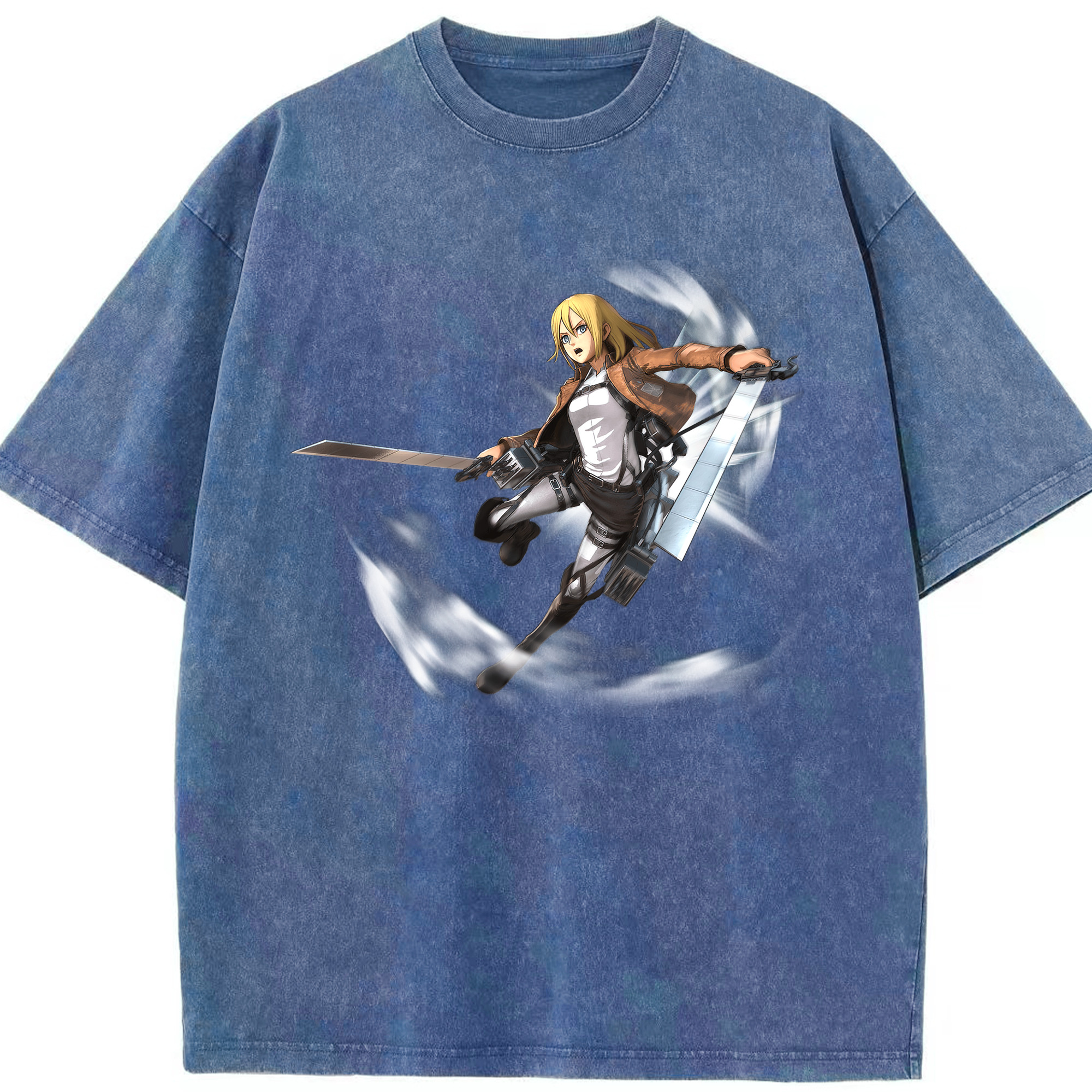 （画像用） 進撃の巨人 クリスタ·レンズ Attack on Titan Christa Lenz 綿100% ヴィンテージ風 半袖Tシャツ（フロントプリント）