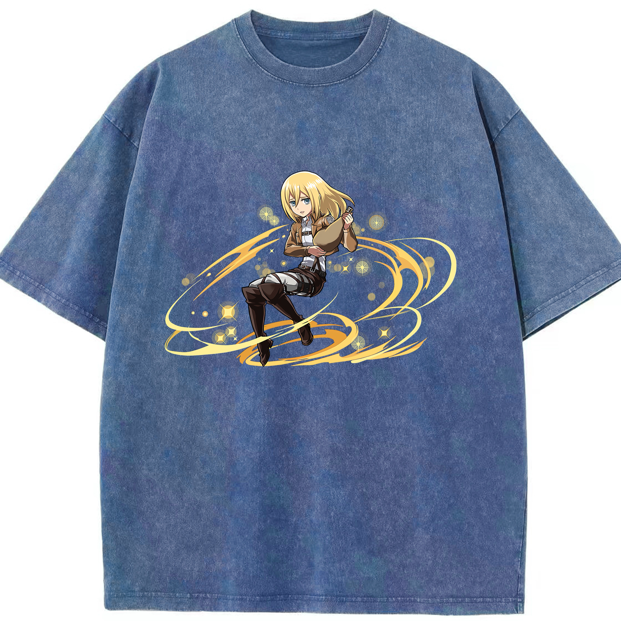 （画像用） 進撃の巨人 クリスタ·レンズ Attack on Titan Christa Lenz 綿100% ヴィンテージ風 半袖Tシャツ（フロントプリント）
