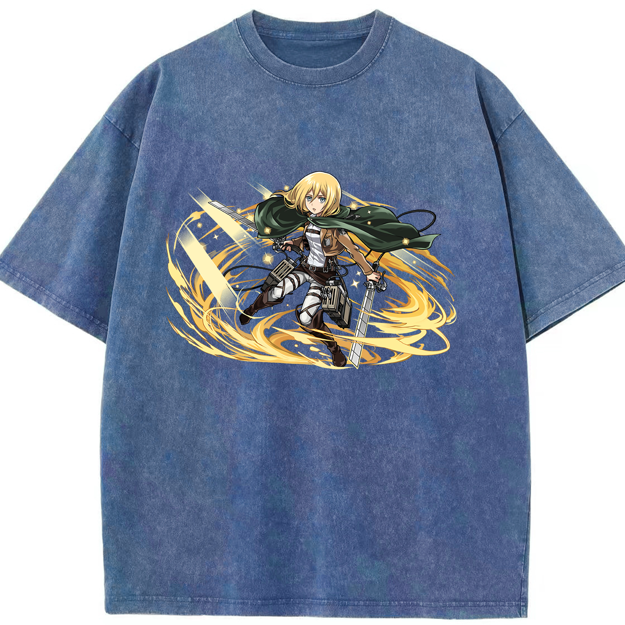 （画像用） 進撃の巨人 クリスタ·レンズ Attack on Titan Christa Lenz 綿100% ヴィンテージ風 半袖Tシャツ（フロントプリント）