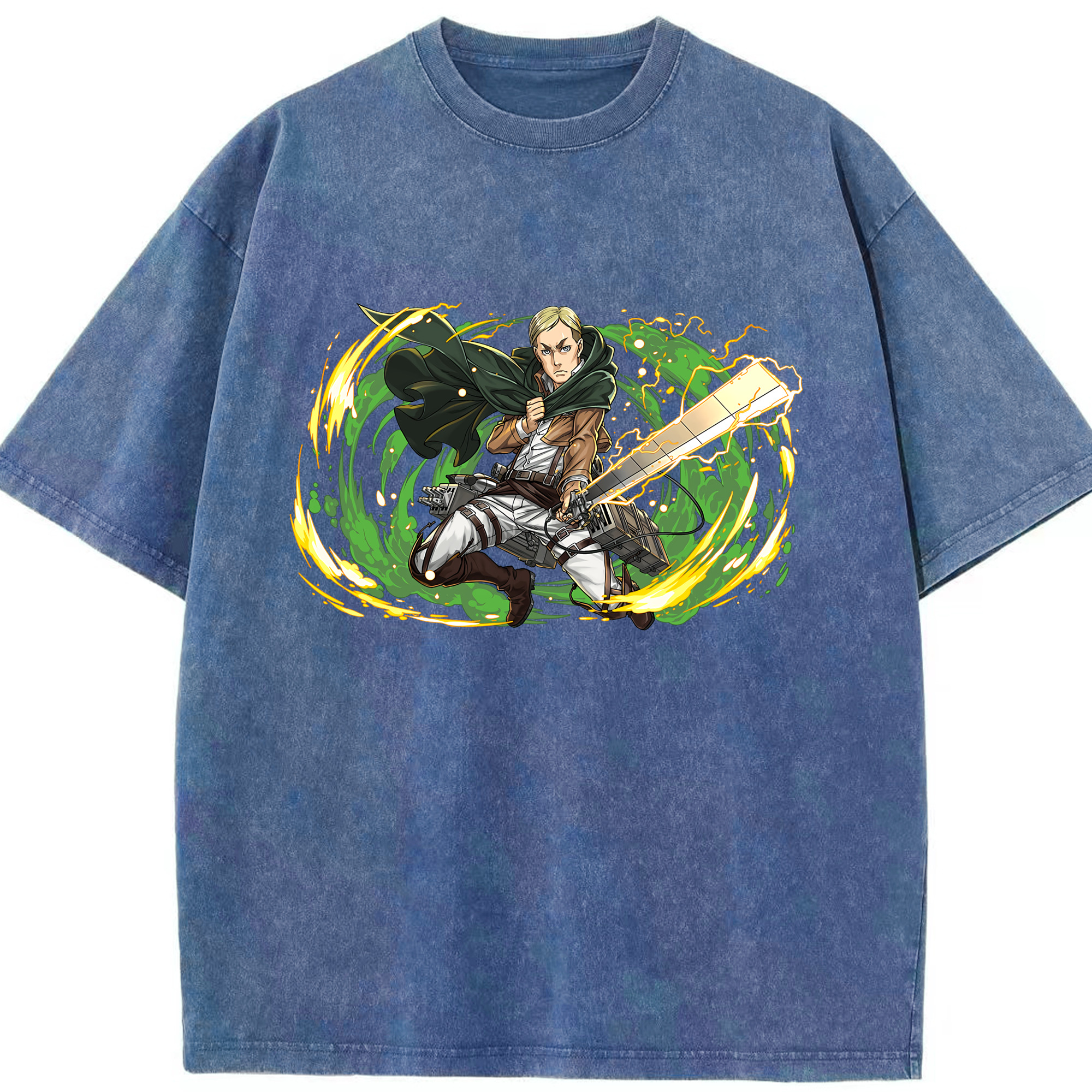 （画像用） 進撃の巨人 エルヴィン・スミス Attack on Titan Erwin Smith 綿100% ヴィンテージ風 半袖Tシャツ（フロントプリント）
