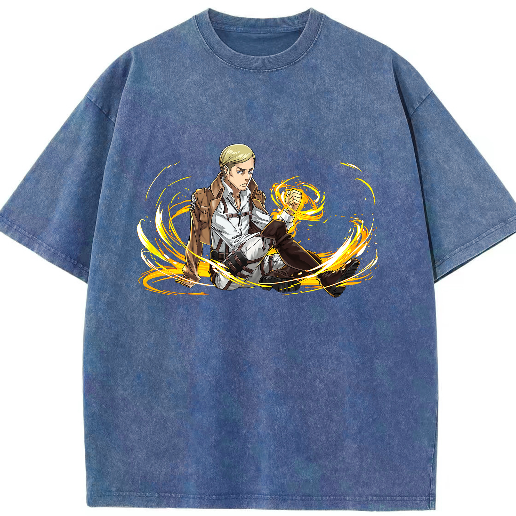 （画像用） 進撃の巨人 エルヴィン・スミス Attack on Titan Erwin Smith 綿100% ヴィンテージ風 半袖Tシャツ（フロントプリント）