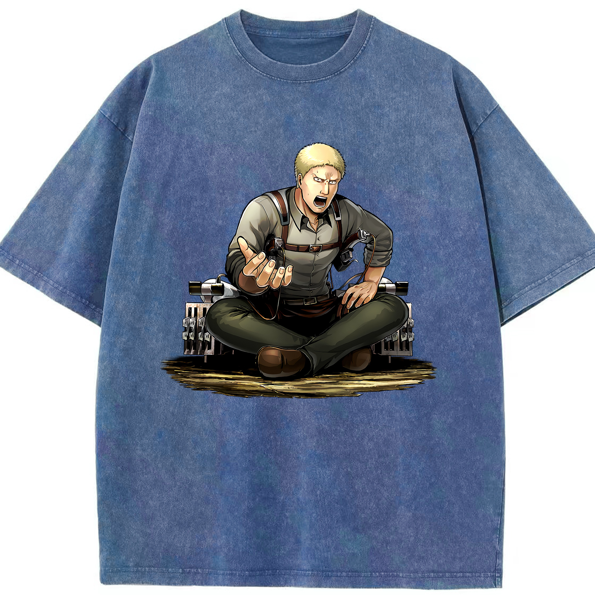 （画像用） 進撃の巨人 ライナー・ブラウン Attack on Titan Reiner Braun 綿100% ヴィンテージ風 半袖Tシャツ（フロントプリント）