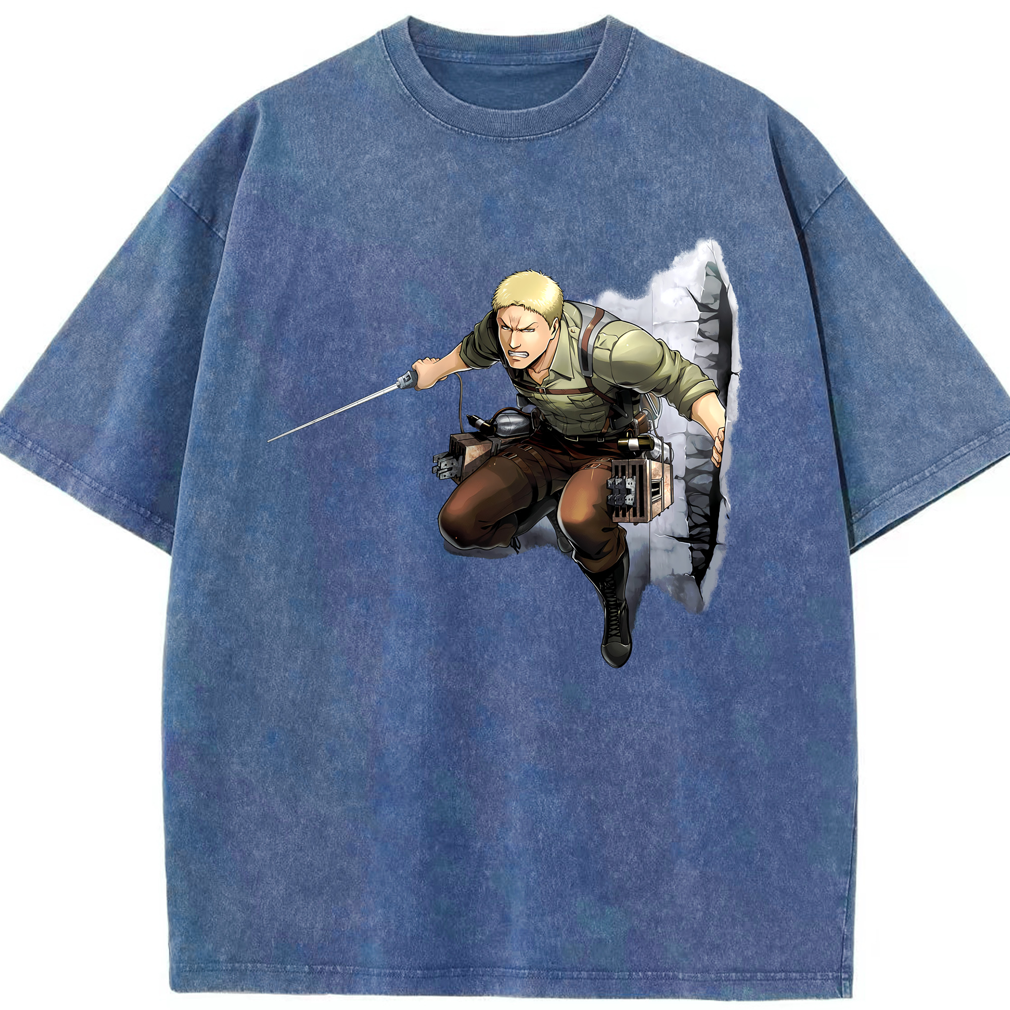 （画像用） 進撃の巨人 ライナー・ブラウン Attack on Titan Reiner Braun 綿100% ヴィンテージ風 半袖Tシャツ（フロントプリント）