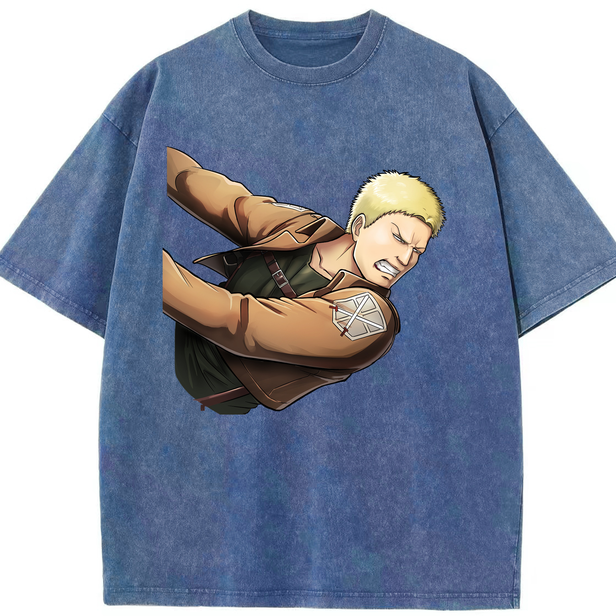 （画像用） 進撃の巨人 ライナー・ブラウン Attack on Titan Reiner Braun 綿100% ヴィンテージ風 半袖Tシャツ（フロントプリント）