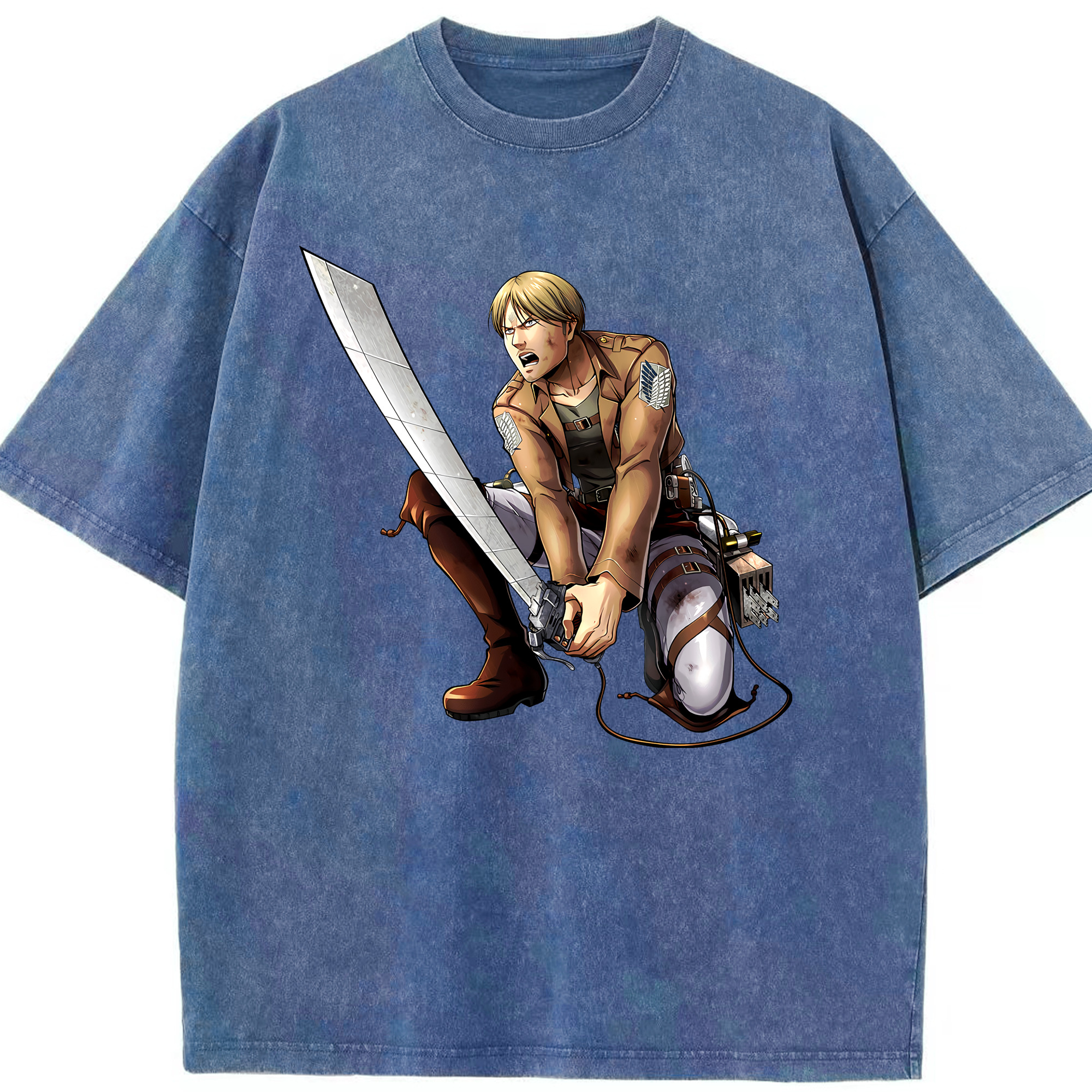 （画像用） 進撃の巨人 ミケ·ザカリアス Attack on Titan Mike Zakarius 綿100% ヴィンテージ風 半袖Tシャツ（フロントプリント）