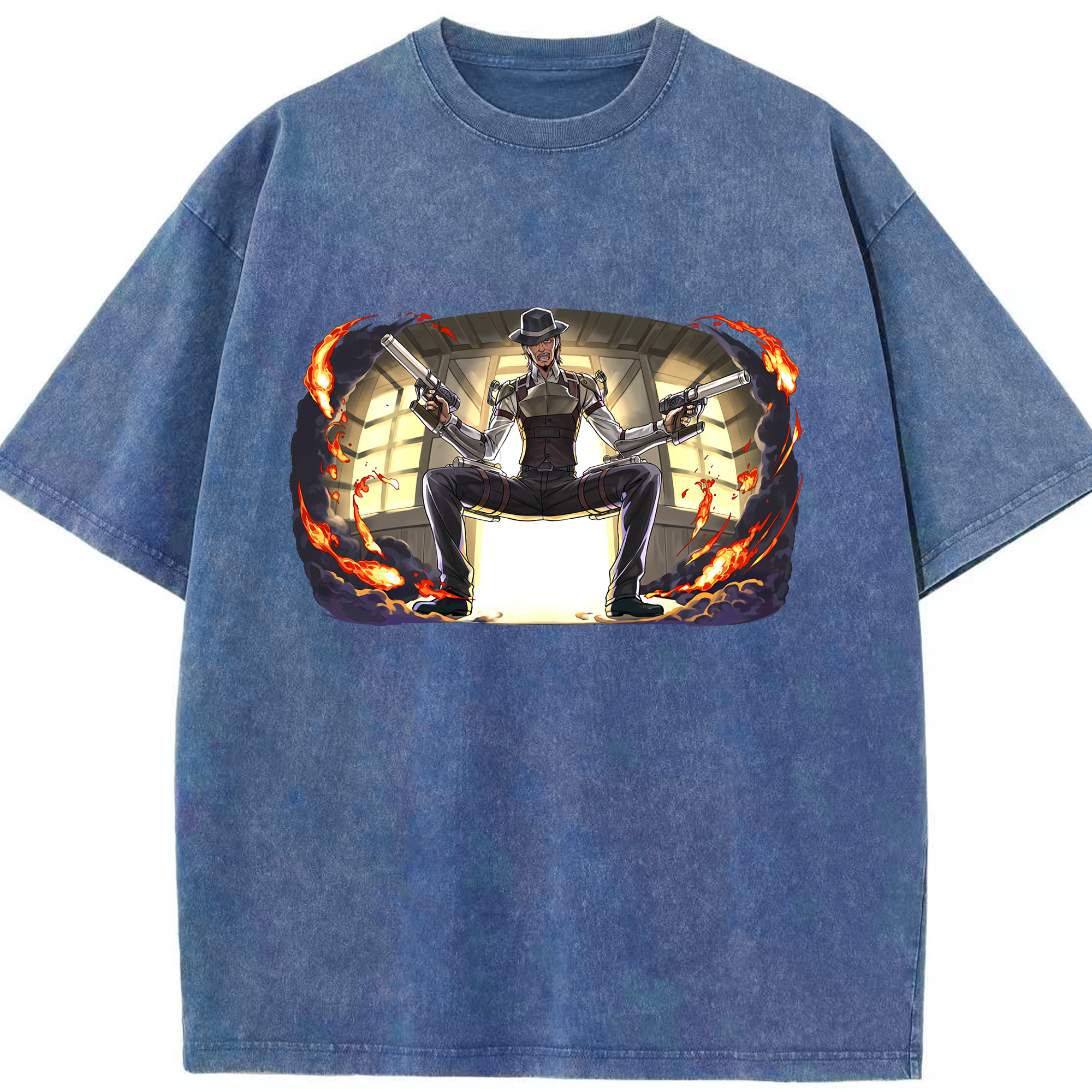 （画像用） 進撃の巨人 ケニー·アッカーマン Attack on Titan Kenny Ackerman 綿100% ヴィンテージ風 半袖Tシャツ（フロントプリント）