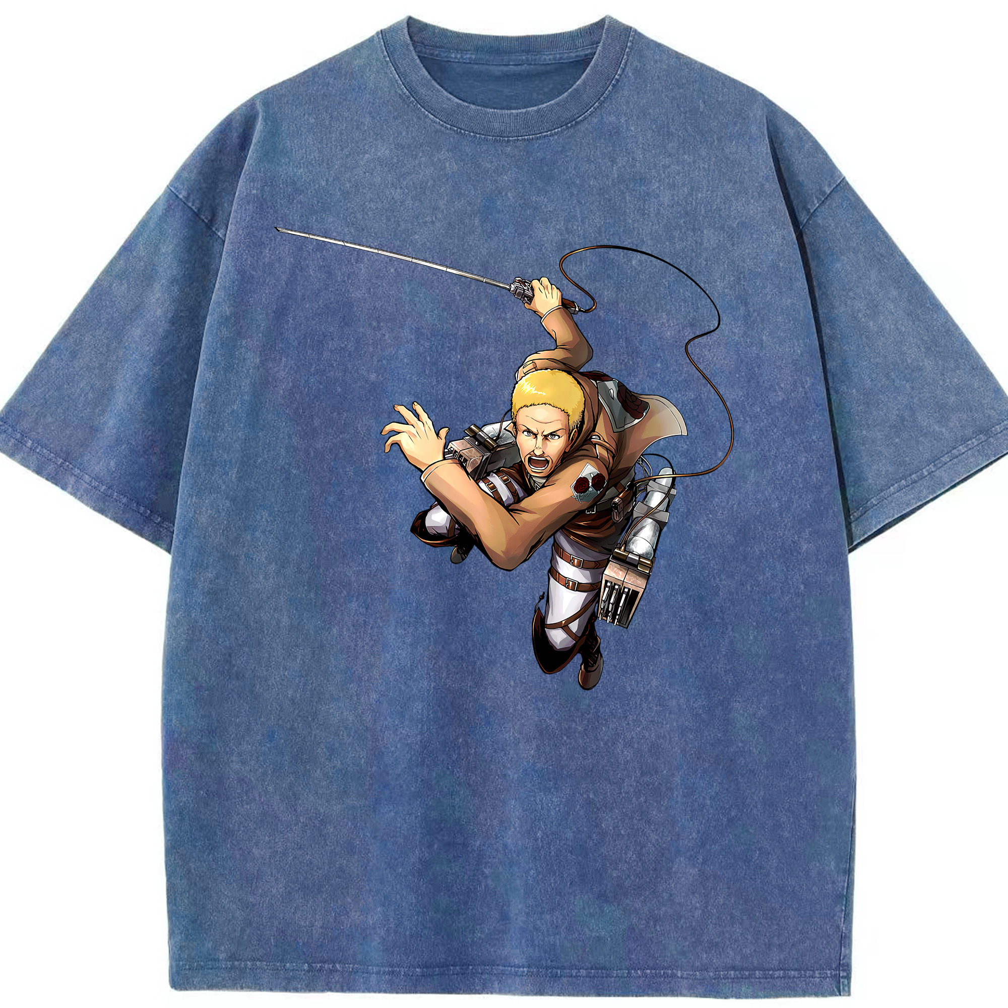 （画像用） 進撃の巨人 ハンネス Attack on Titan Hannes 綿100% ヴィンテージ風 半袖Tシャツ（フロントプリント）