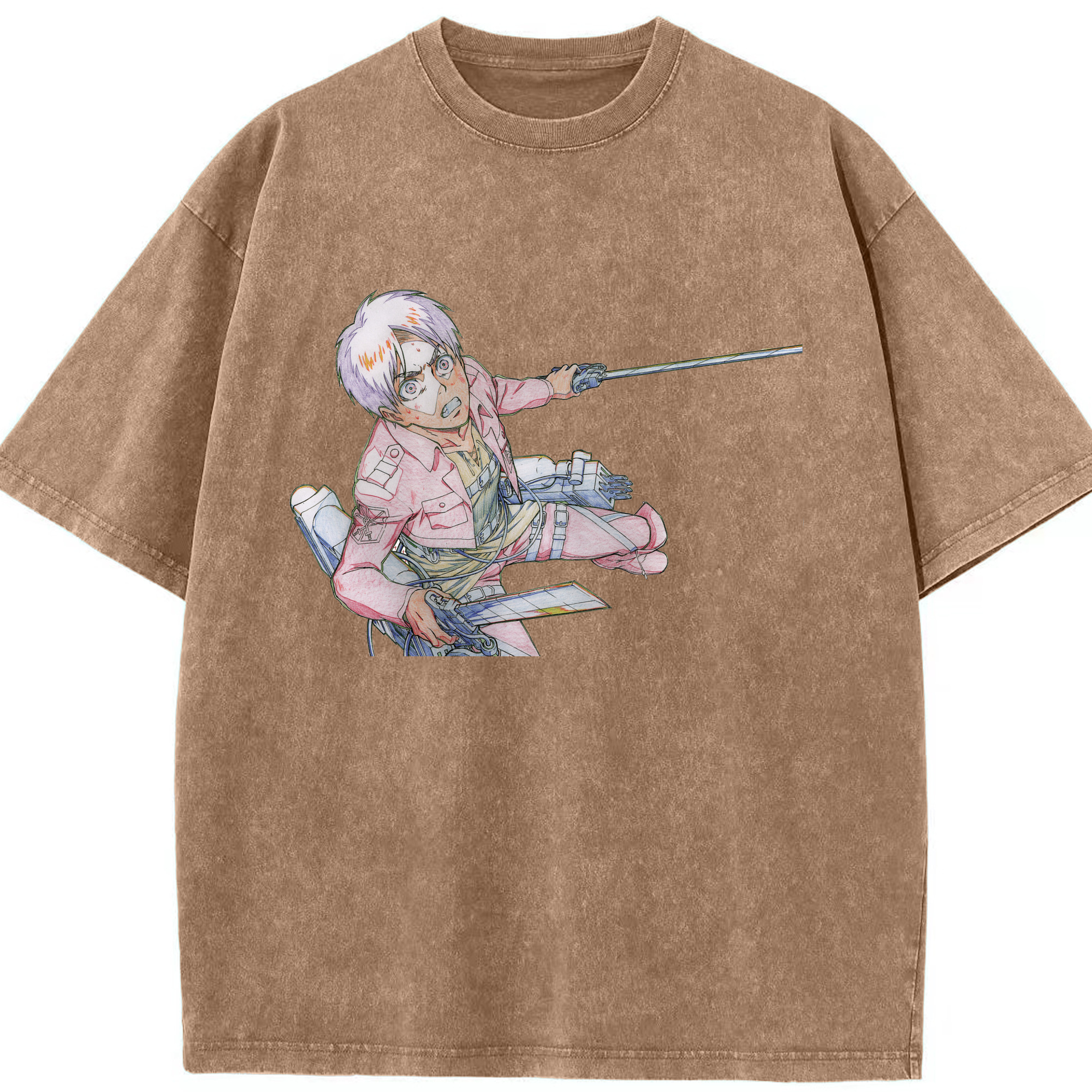 （画像用） 進撃の巨人 エレン･イェーガー Attack on Titan Eren Jäger 綿100% ヴィンテージ風 半袖Tシャツ（フロントプリント）