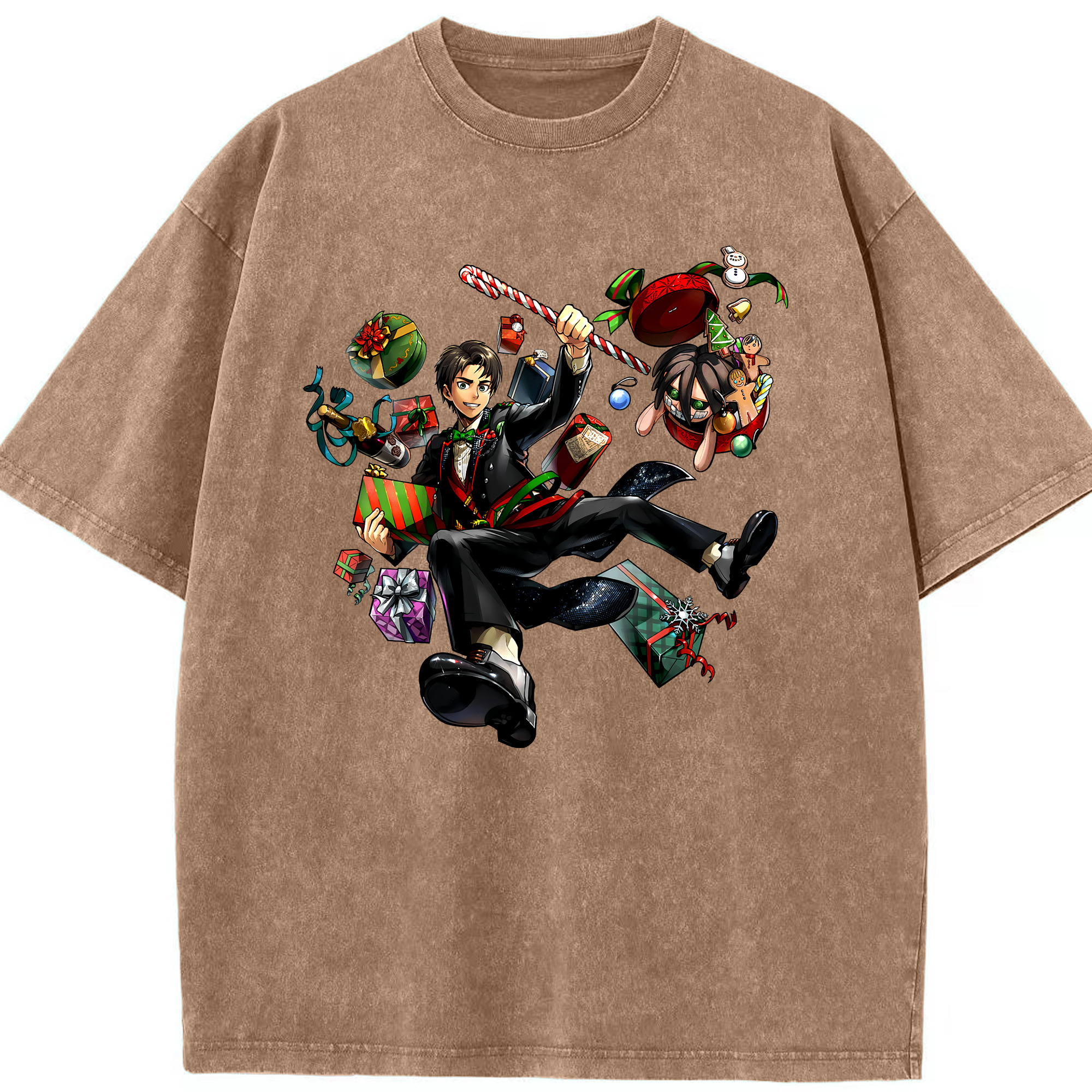 （画像用） 進撃の巨人 エレン･イェーガー Attack on Titan Eren Jäger 綿100% ヴィンテージ風 半袖Tシャツ（フロントプリント）