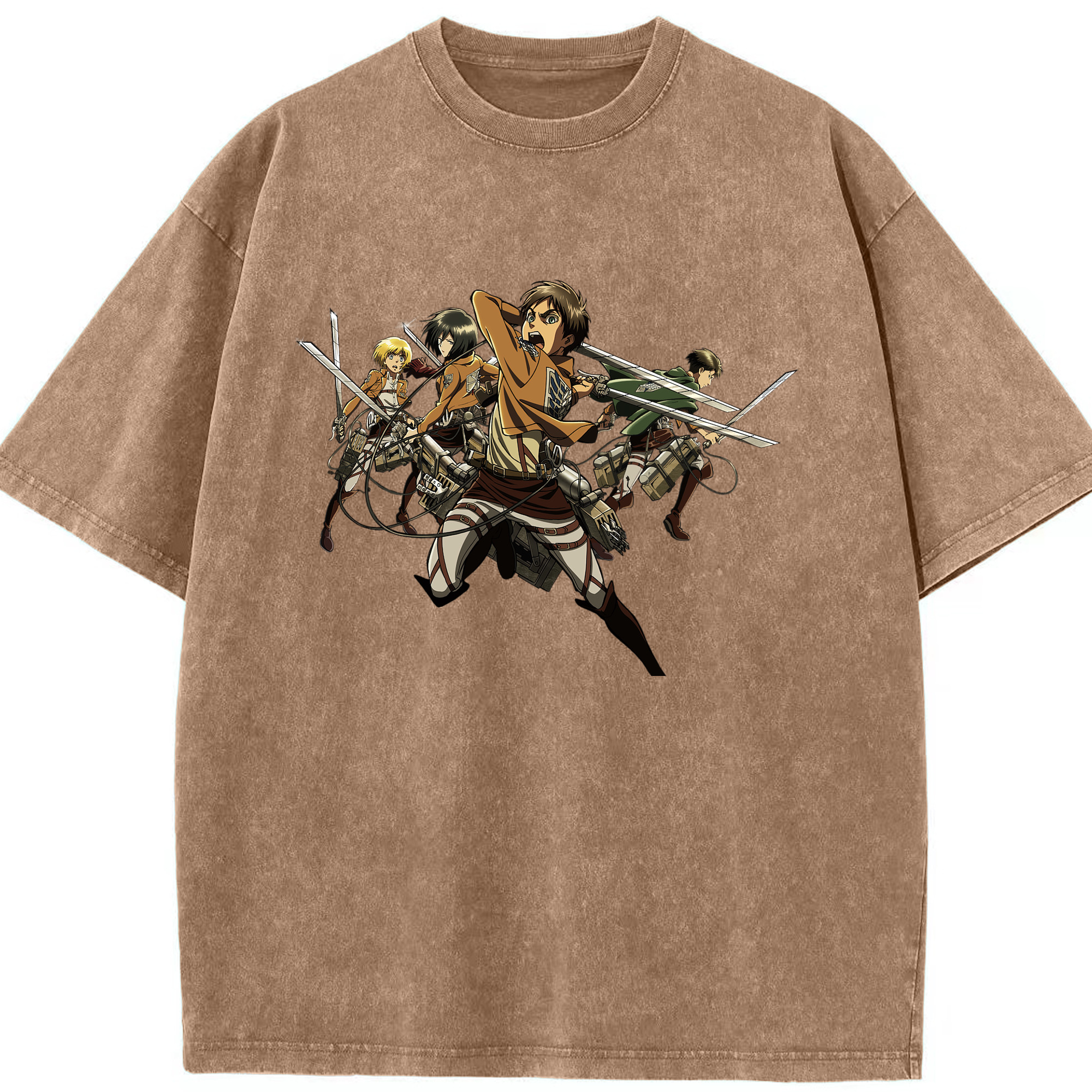 （画像用） 進撃の巨人 エレン･イェーガー Attack on Titan Eren Jäger 綿100% ヴィンテージ風 半袖Tシャツ（フロントプリント）