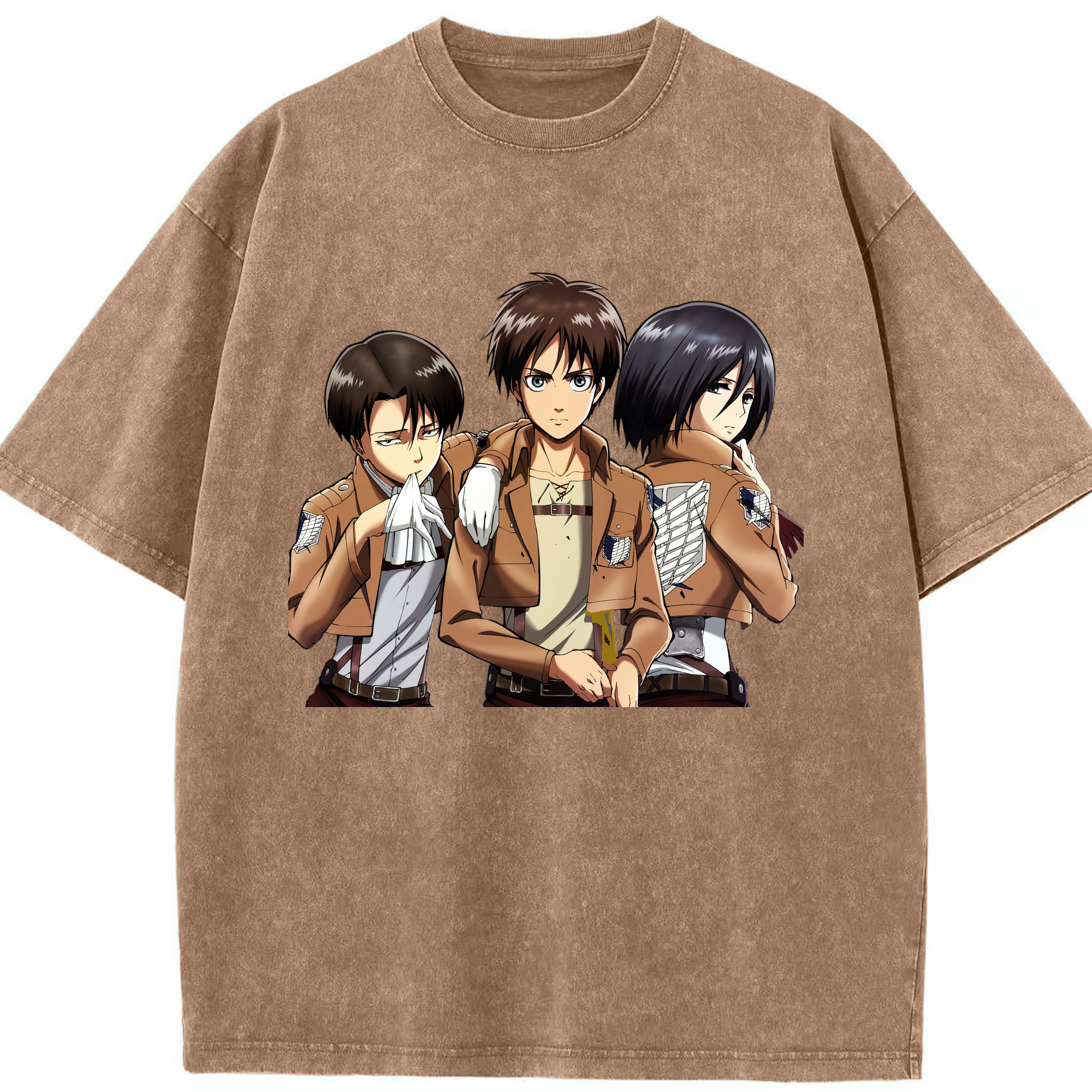 （画像用） 進撃の巨人 エレン･イェーガー Attack on Titan Eren Jäger 綿100% ヴィンテージ風 半袖Tシャツ（フロントプリント）