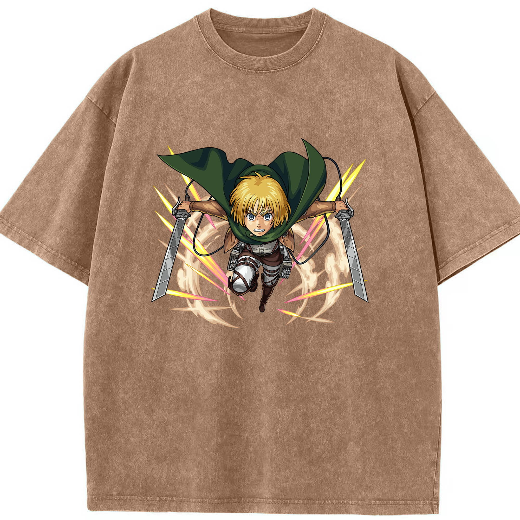 （画像用） 進撃の巨人 アルミン·アルレルト Attack on Titan Armin Arlert 綿100% ヴィンテージ風 半袖Tシャツ（フロントプリント）