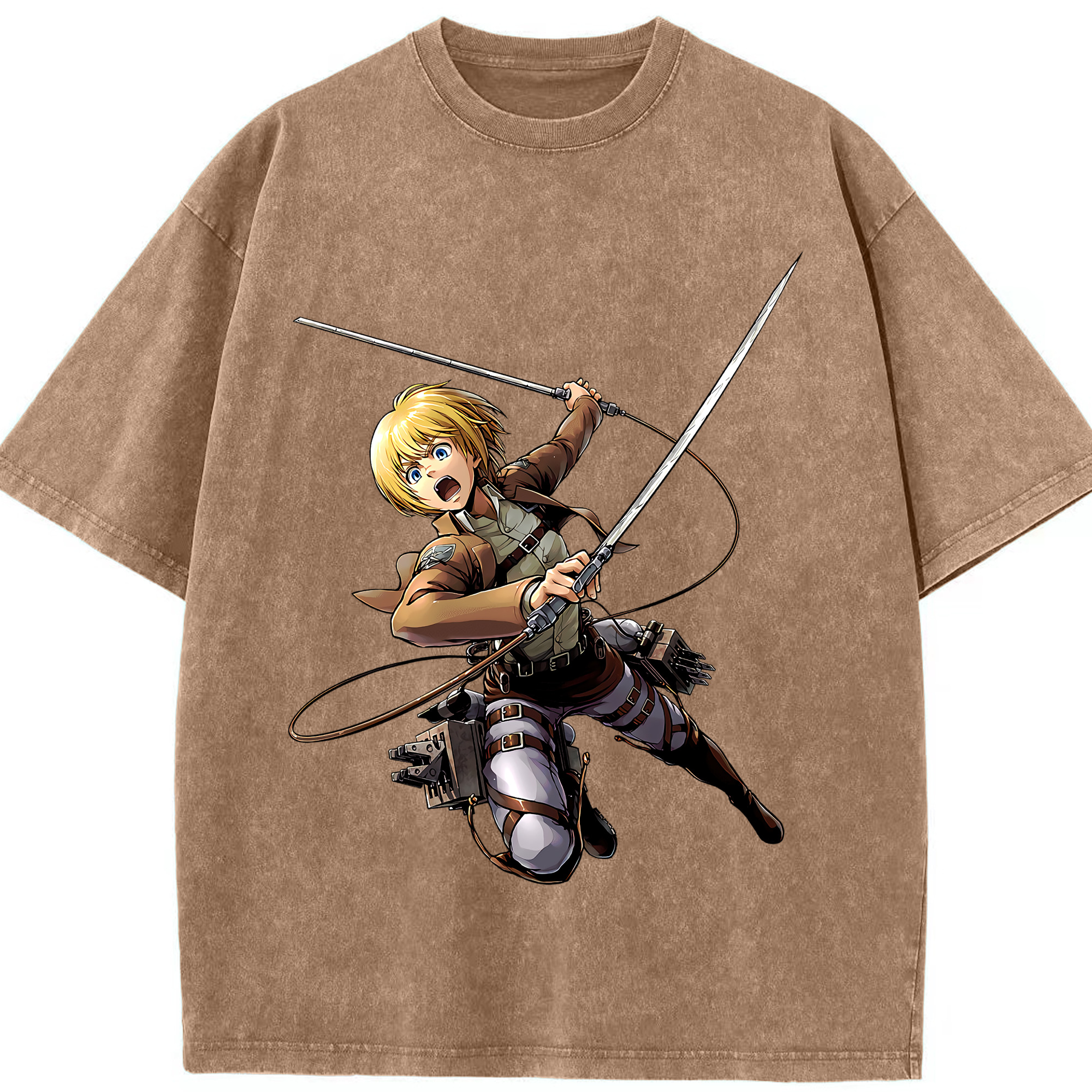 （画像用） 進撃の巨人 アルミン·アルレルト Attack on Titan Armin Arlert 綿100% ヴィンテージ風 半袖Tシャツ（フロントプリント）