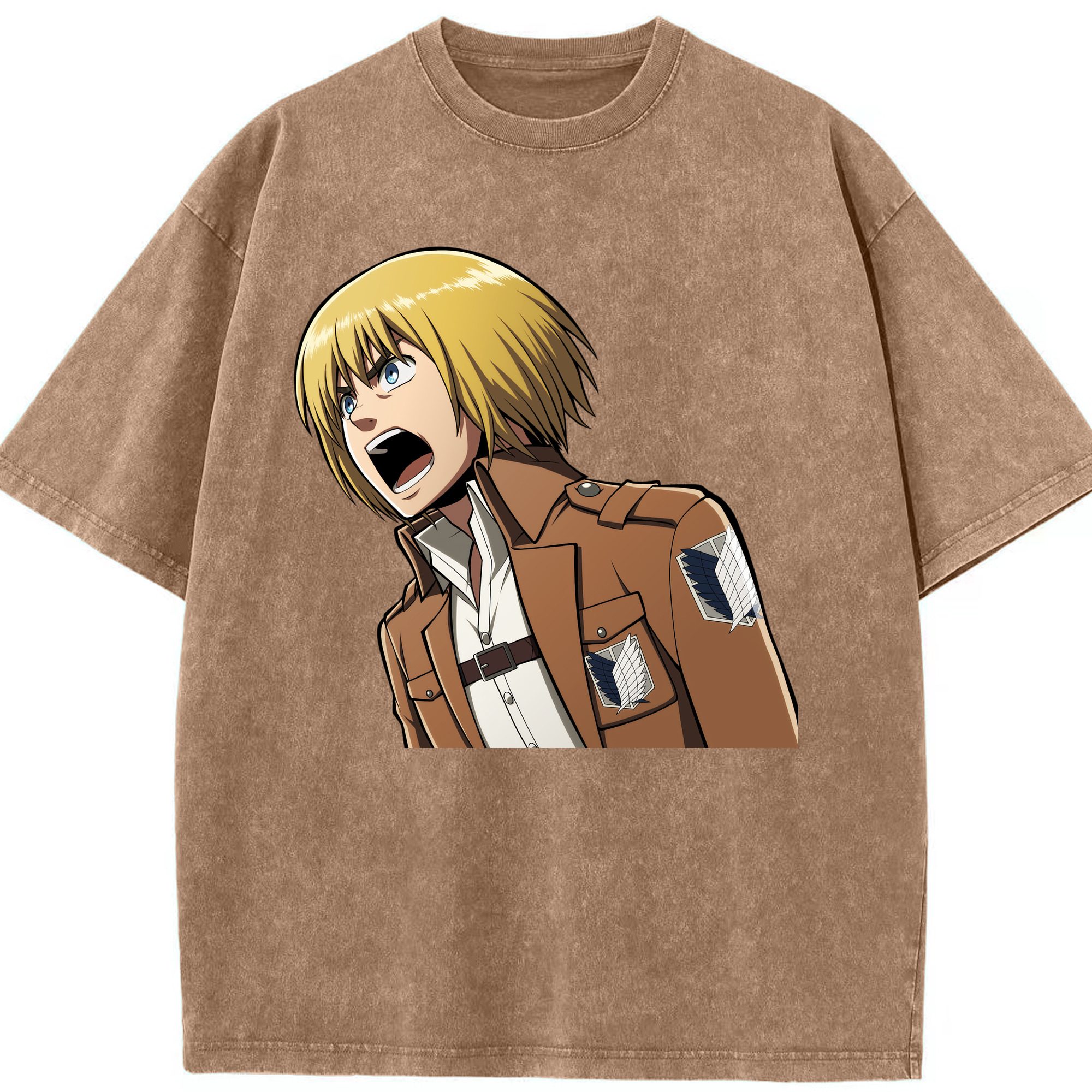 （画像用） 進撃の巨人 アルミン·アルレルト Attack on Titan Armin Arlert 綿100% ヴィンテージ風 半袖Tシャツ（フロントプリント）