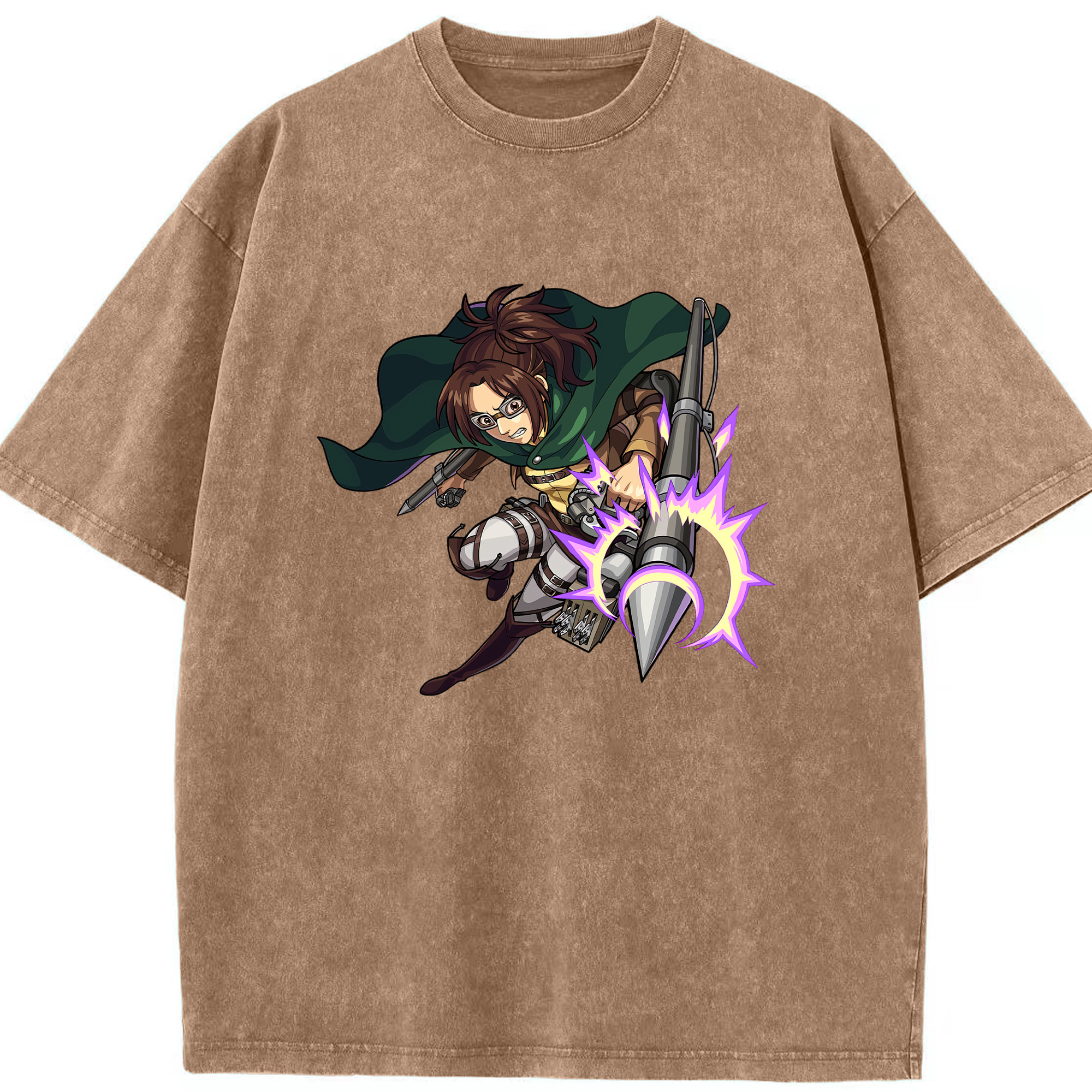 （画像用） 進撃の巨人 ハンジ·ゾエ Attack on Titan Hanji Zoe 綿100% ヴィンテージ風 半袖Tシャツ（フロントプリント）