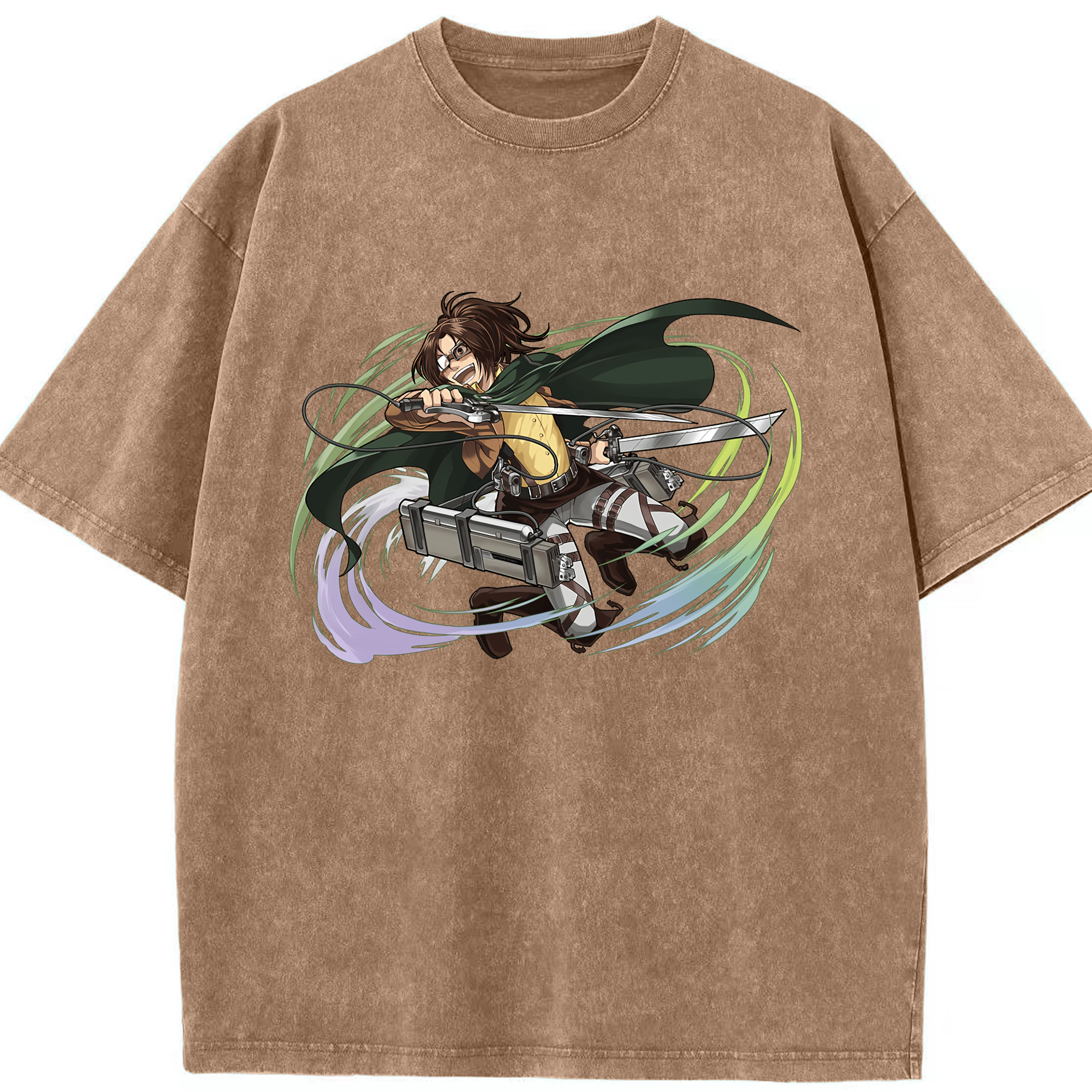 （画像用） 進撃の巨人 ハンジ·ゾエ Attack on Titan Hanji Zoe 綿100% ヴィンテージ風 半袖Tシャツ（フロントプリント）