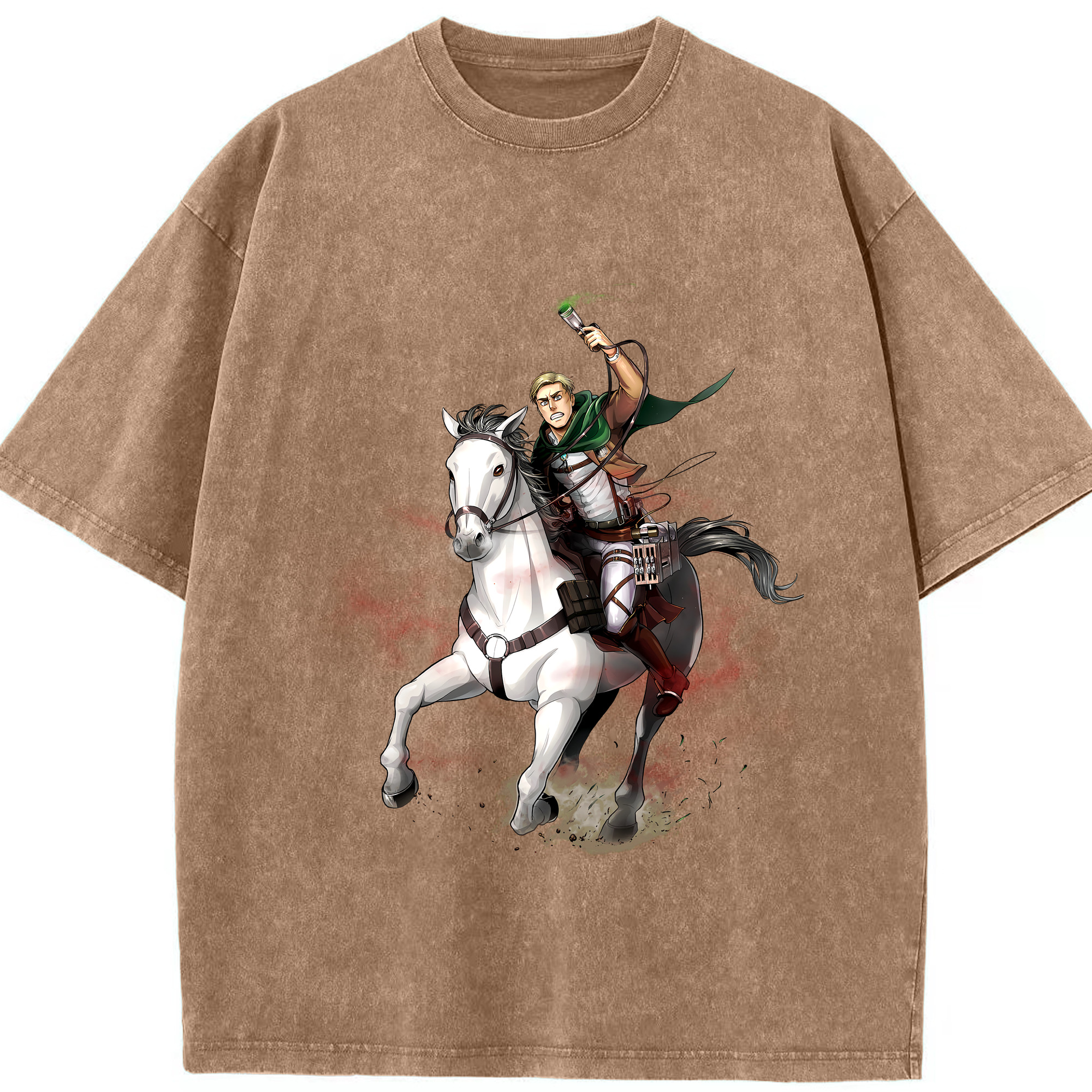 （画像用） 進撃の巨人 エルヴィン・スミス Attack on Titan Erwin Smith 綿100% ヴィンテージ風 半袖Tシャツ（フロントプリント）