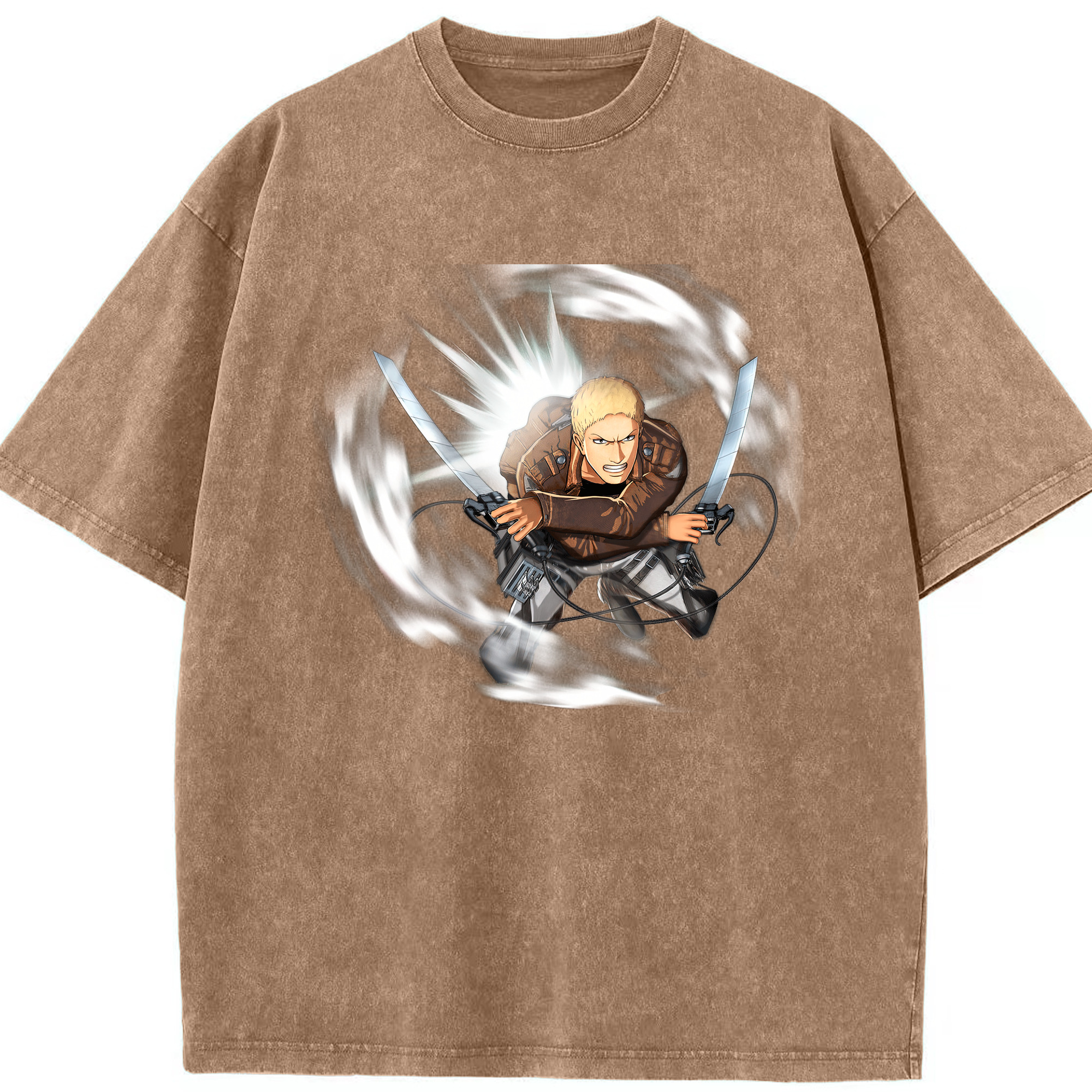 （画像用） 進撃の巨人 ライナー・ブラウン Attack on Titan Reiner Braun 綿100% ヴィンテージ風 半袖Tシャツ（フロントプリント）