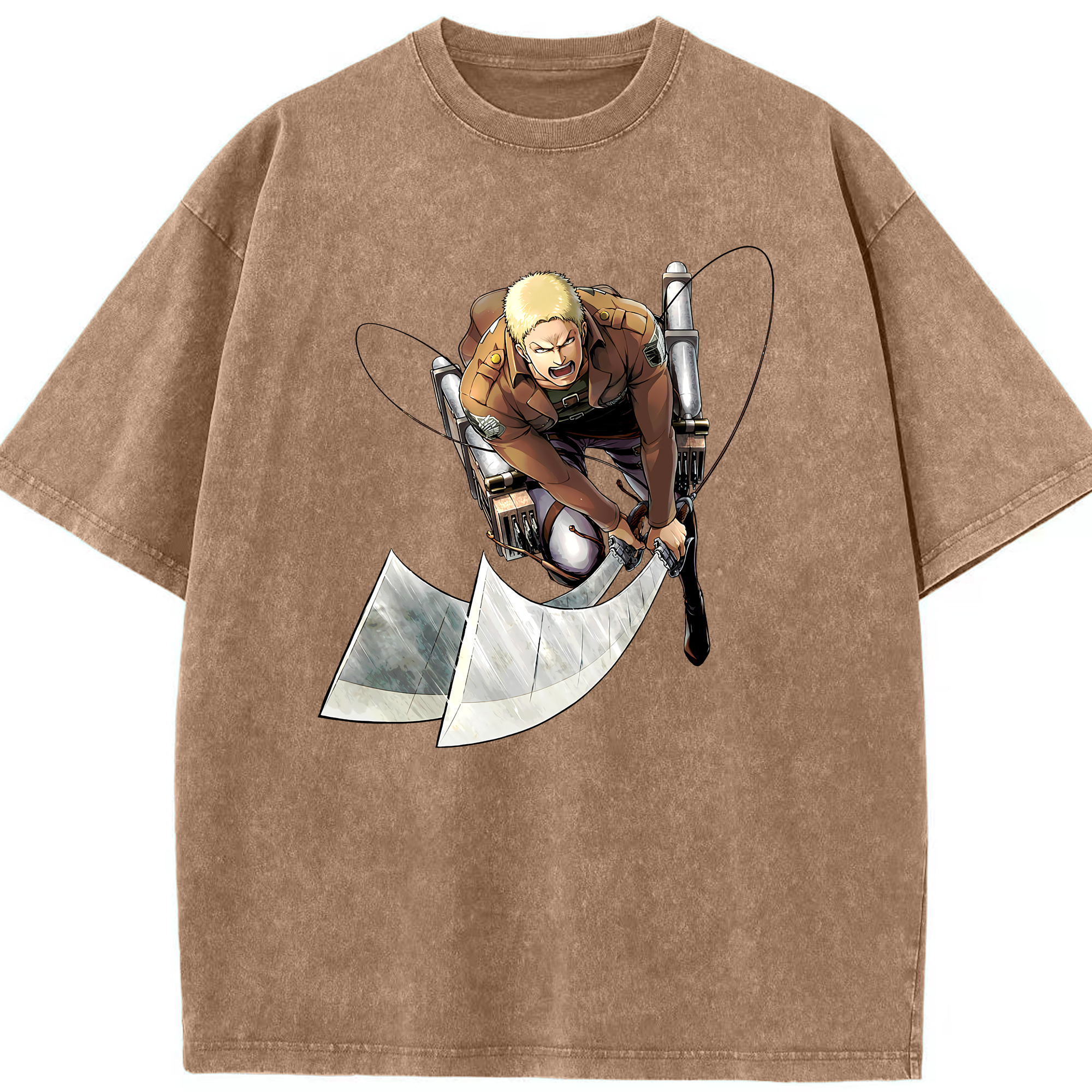 （画像用） 進撃の巨人 ライナー・ブラウン Attack on Titan Reiner Braun 綿100% ヴィンテージ風 半袖Tシャツ（フロントプリント）