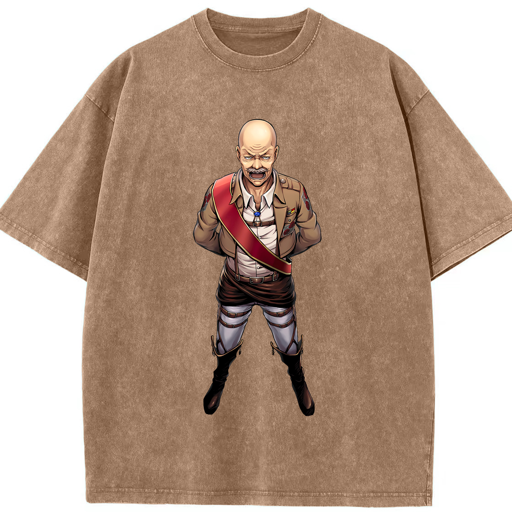 （画像用） 進撃の巨人 ドット·ピクシス Attack on Titan Dot Pixis 綿100% ヴィンテージ風 半袖Tシャツ（フロントプリント）