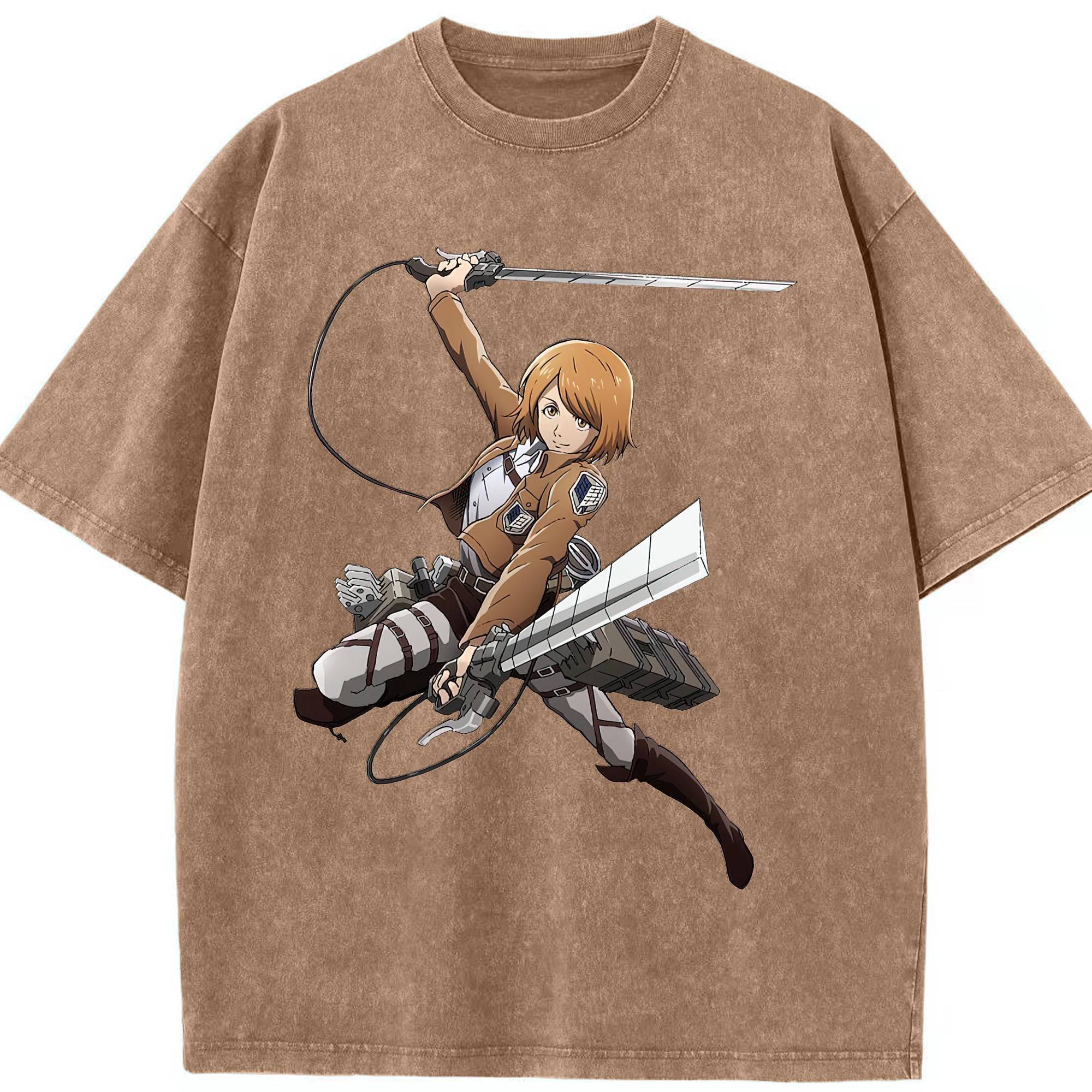（画像用） 進撃の巨人 ペトラ·ラル Attack on Titan Petra Rall 綿100% ヴィンテージ風 半袖Tシャツ（フロントプリント）